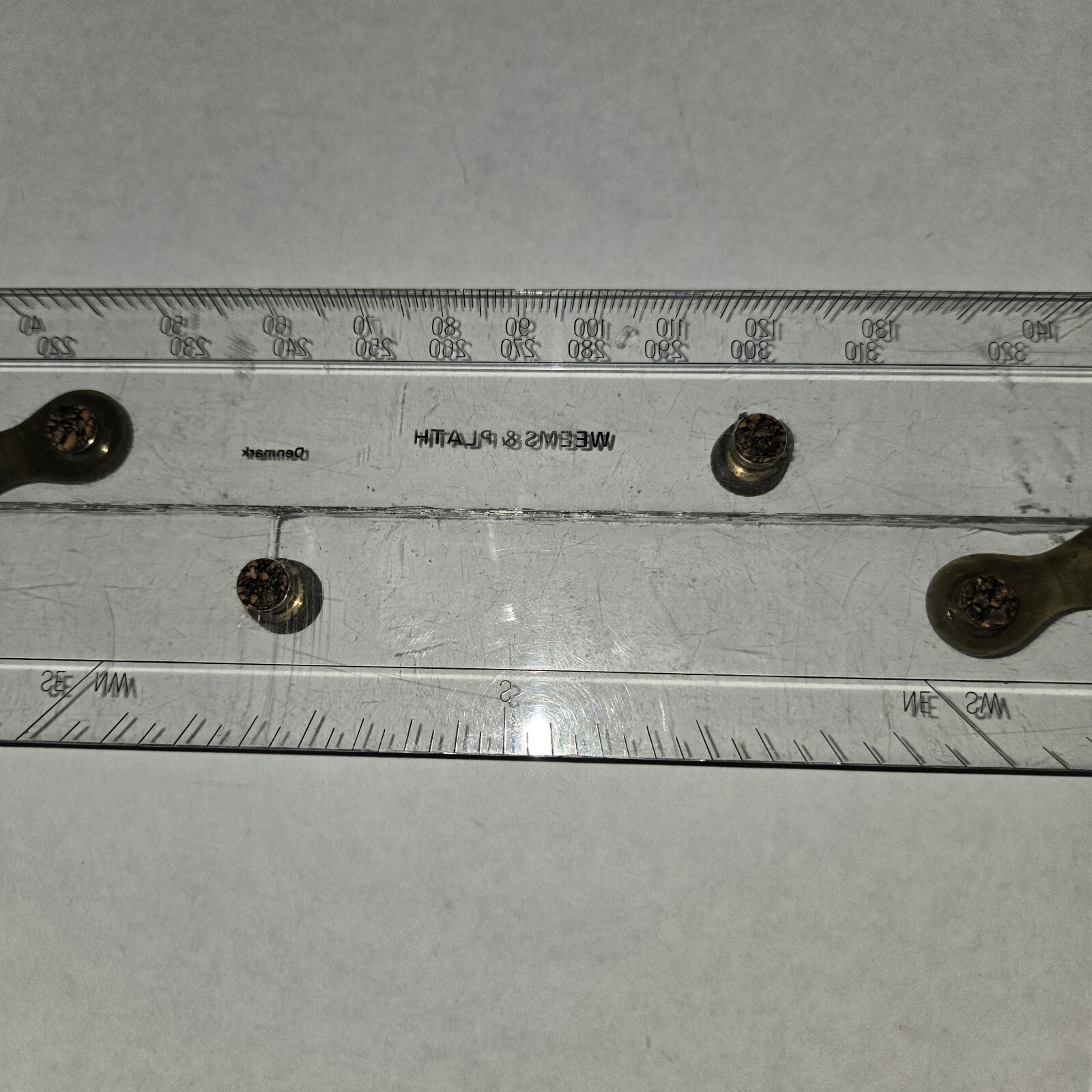 Pair Vintage Denmark Weems Plath Brass Arms Parallel Ruler Unmarked Black Wood