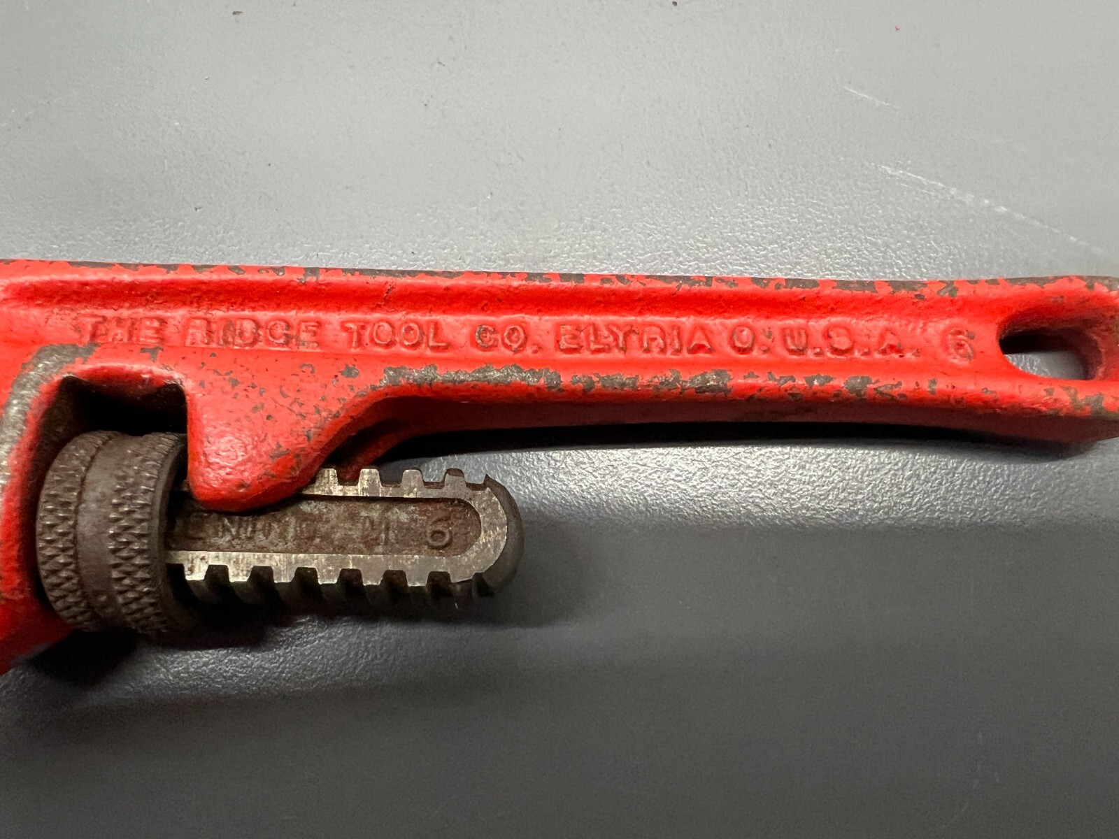 (b) VINTAGE RIDGID RIDGE TOOL CO. 6″ HD PIPE WRENCH – ELYRIA, OH USA – VGC – USA