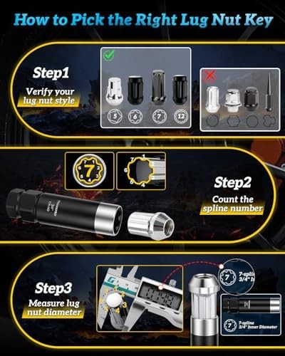 Spline Lug Nut Socket Set | 5/6/7/12 Spline Wheel Lock Removal Kit | 5 Spline…