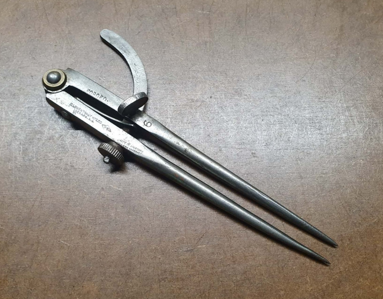 Antique 6″ Wing Dividers Lowentraut MFG Co USA Precision Engineering Tools 1910s