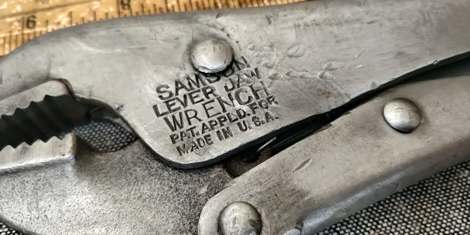 Vtg Samson Lever Jaw Wrench – USA made Pat. Appld For Petersen Style Vise Grip