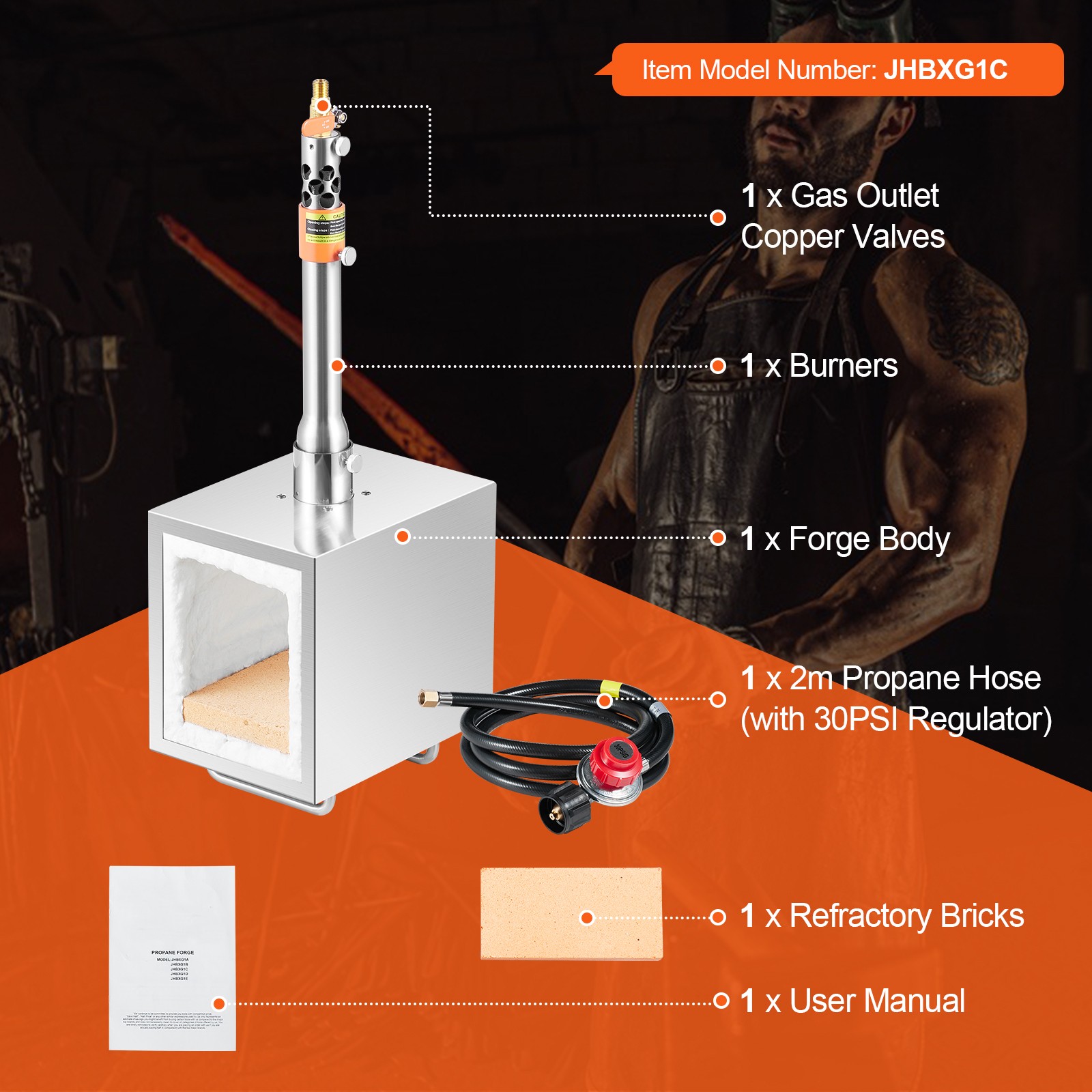 Uimoso Portable Propane Forge with Burner,2600℉ Heat Capacity for Metalwork