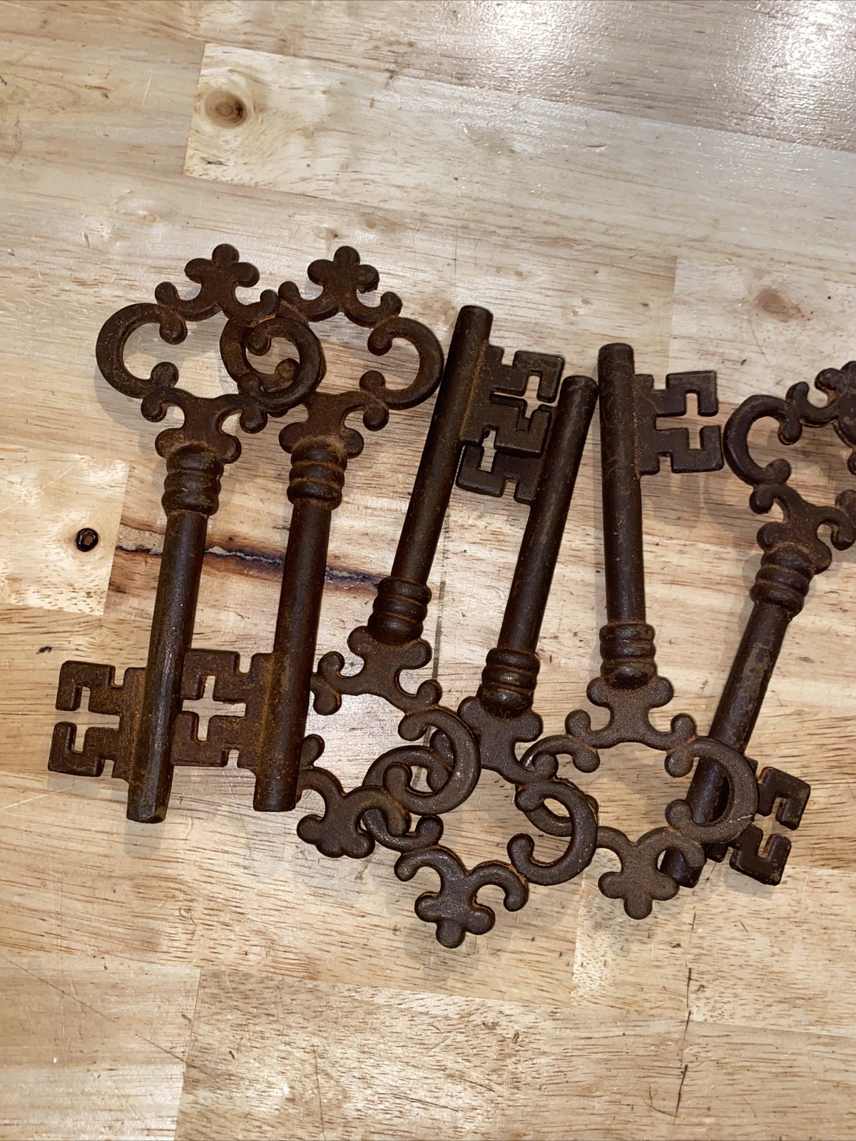 Victorian Key Set Lot x6 Keys Master Door Iron Skeleton Church Collector Patina