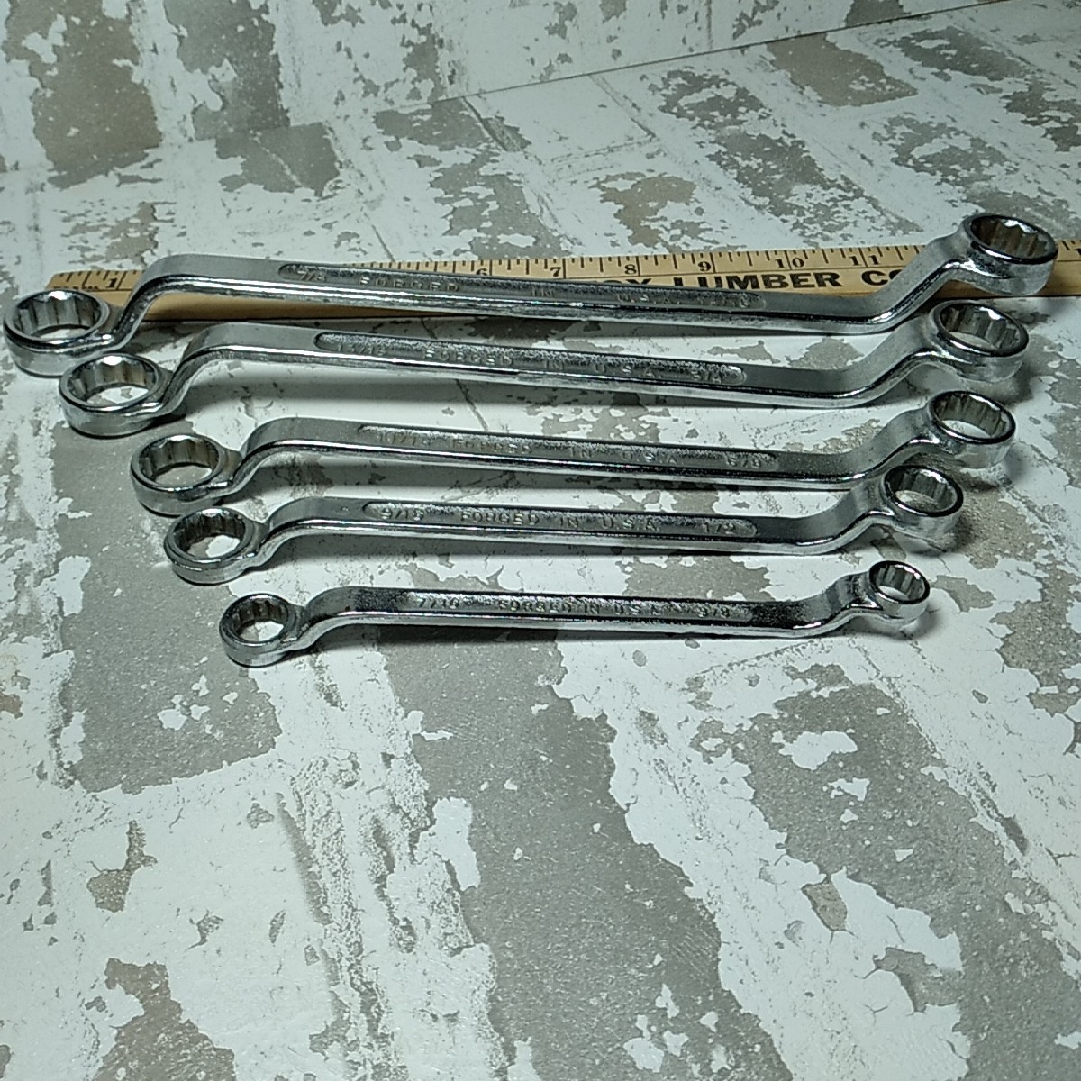 1980’s Forged In USA Offset Double Box End Wrench Set of 5 Pc 7/8 – 3/8