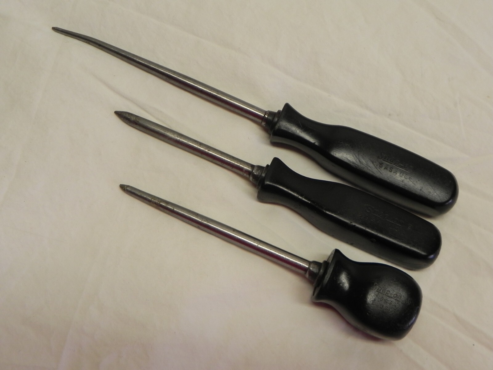 Snap-On 3 Piece 5ASA & 6ASA Black Hard Handle Scratch Awl Lot USA