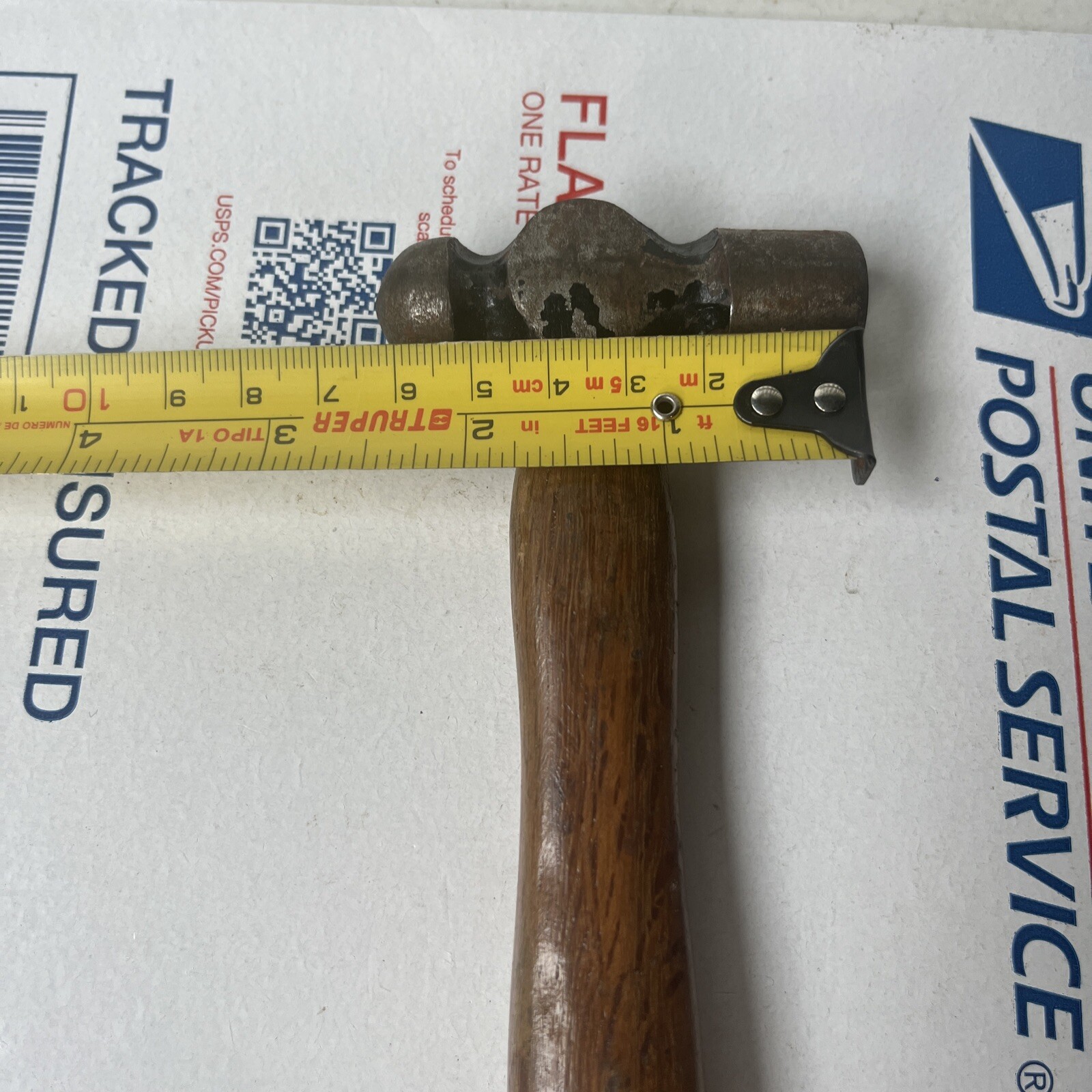 VINTAGE (UNBRANDED) ball peen hammer with wooden handle LENGTH 10″ (t33)