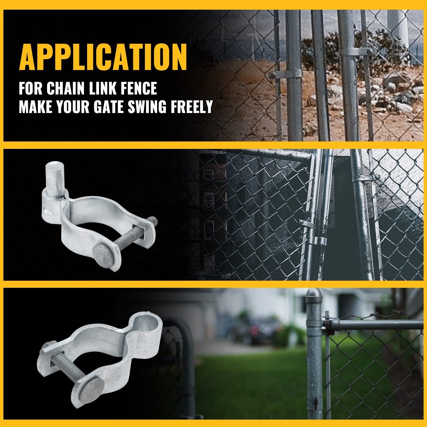 VIVIDA 1-3/8″ Chain Link Fence Gate Hinge Kit, Include Female & Male Gate Hin…