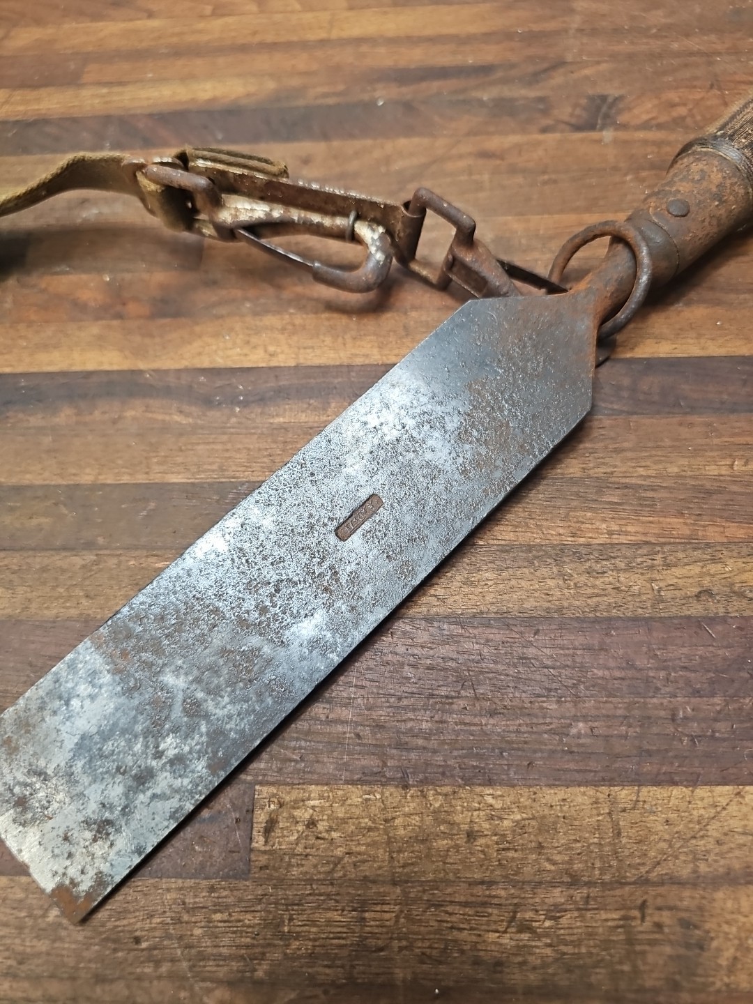 E8- Original Stanley 2″ “Bell System” Timber Slick Chisel w/ cover & belt hook
