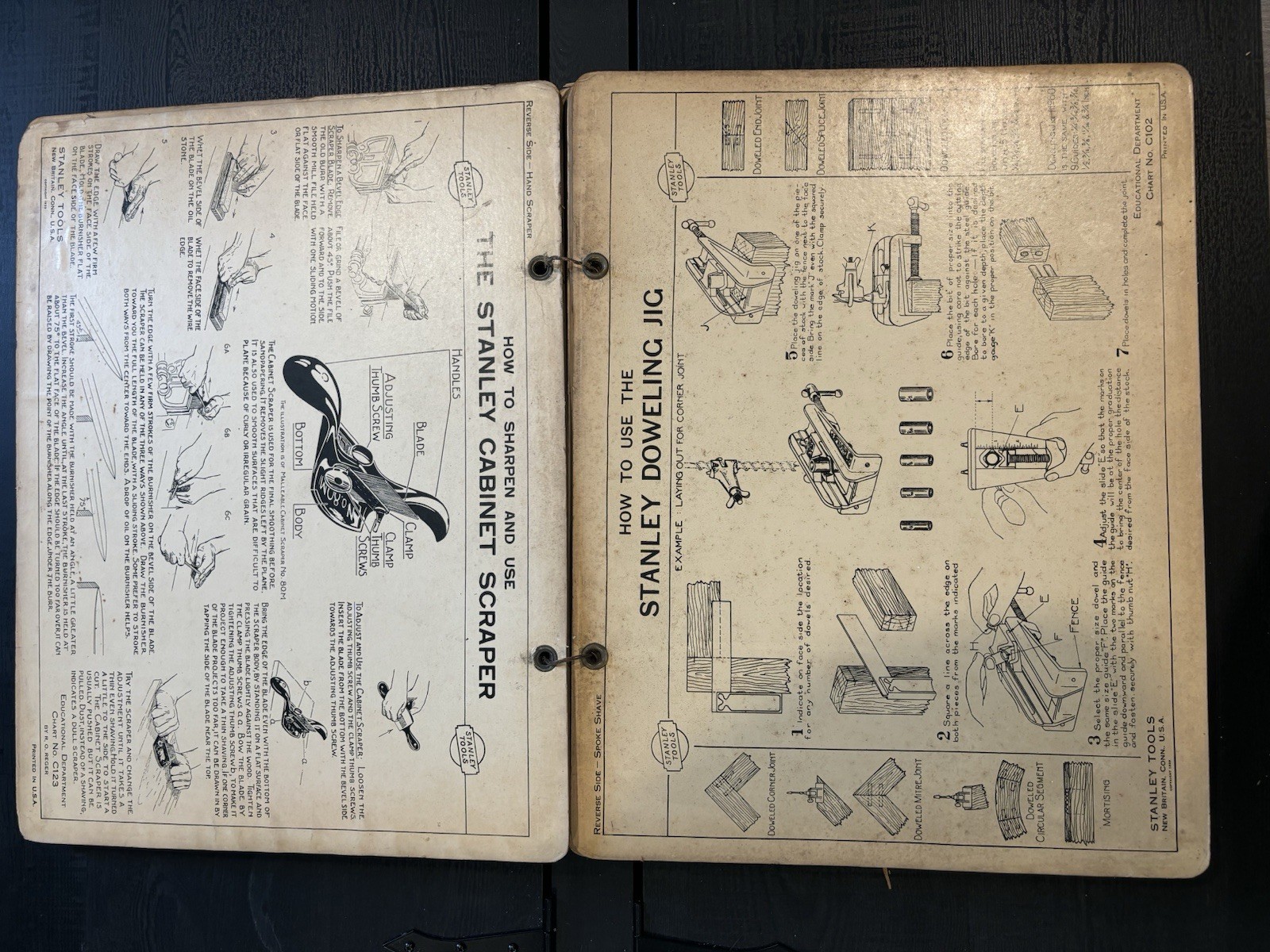 Vintage 1930s How To Use Stanley Tools. 16 Cardboard Double Sided Prints!