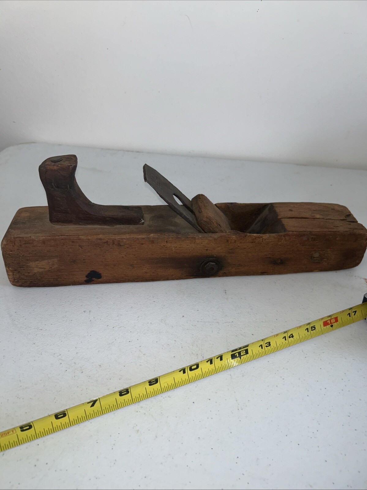 Antique 16” Wood Plane with W. Butcher Warranted Cast Steel BLADE