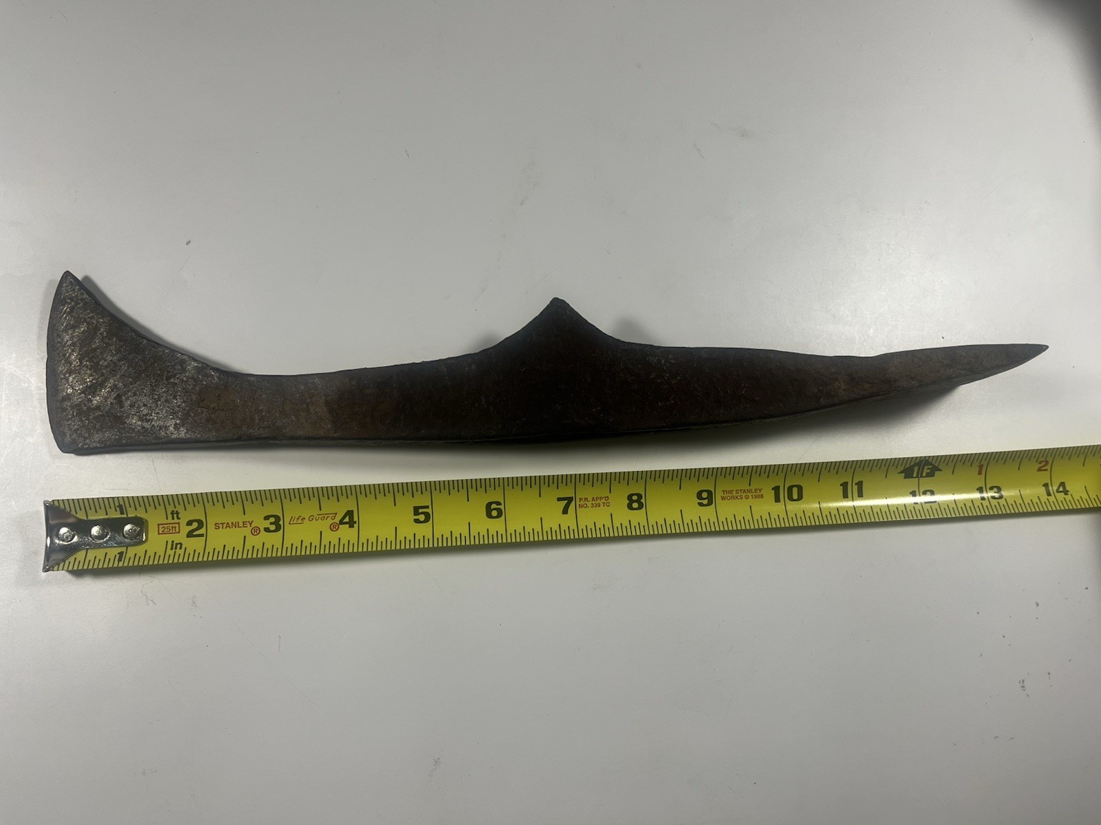 Antique Forged Mattock Grub Hoe Head 13⅜” Dual Blade Axe Adze Rustic Tool