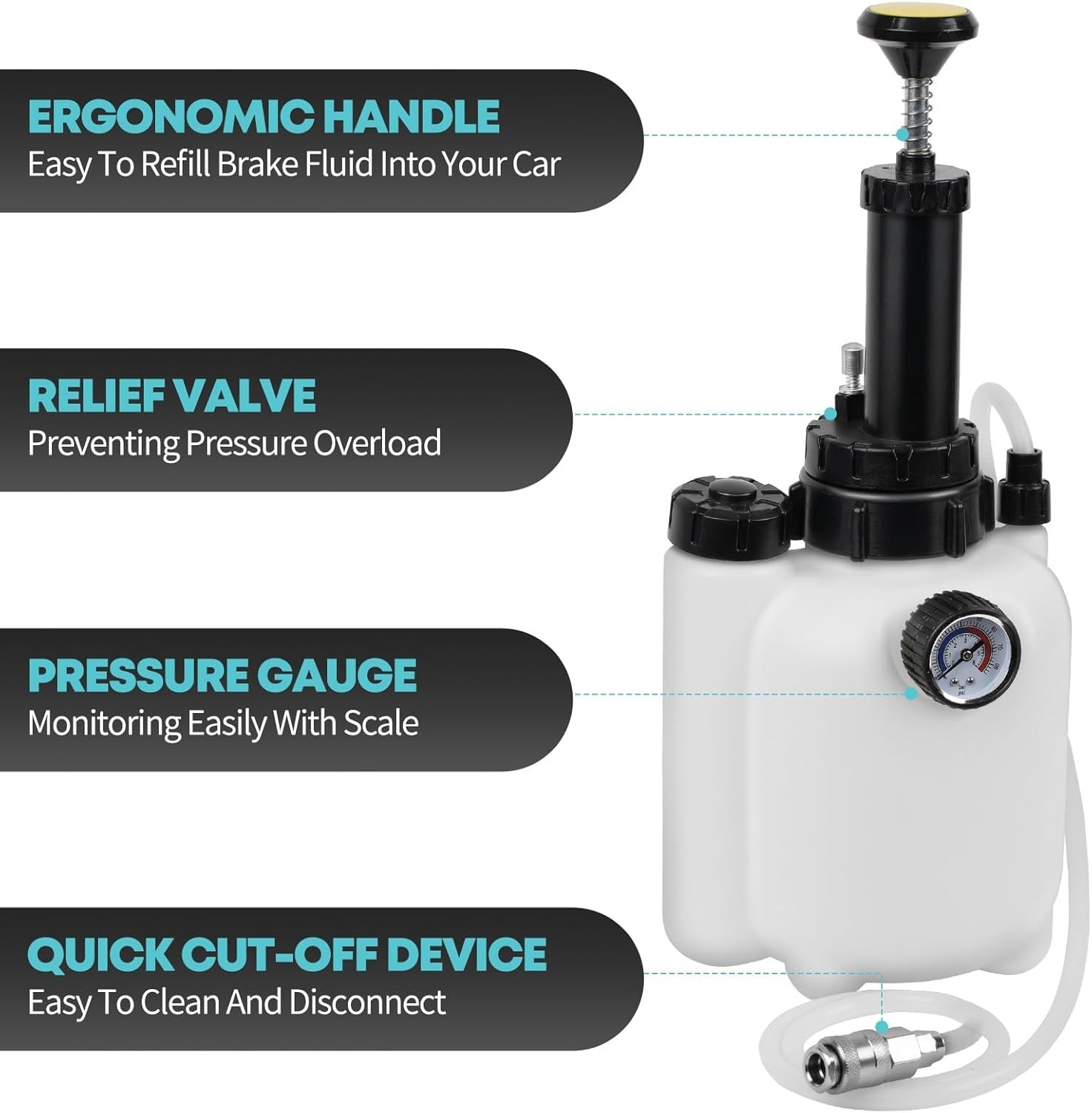 3L Manual Brake Bleeder Kit with Pump 4 Master Cylinder Adapters & 1L Bottle