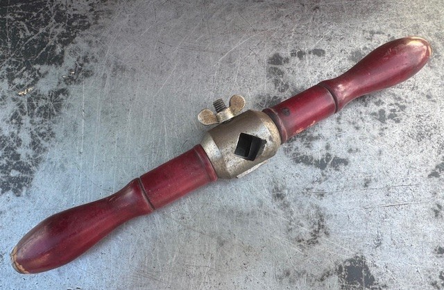 NICE Antique James Swan Auger T Handle Bit Brace Large Timber Handle