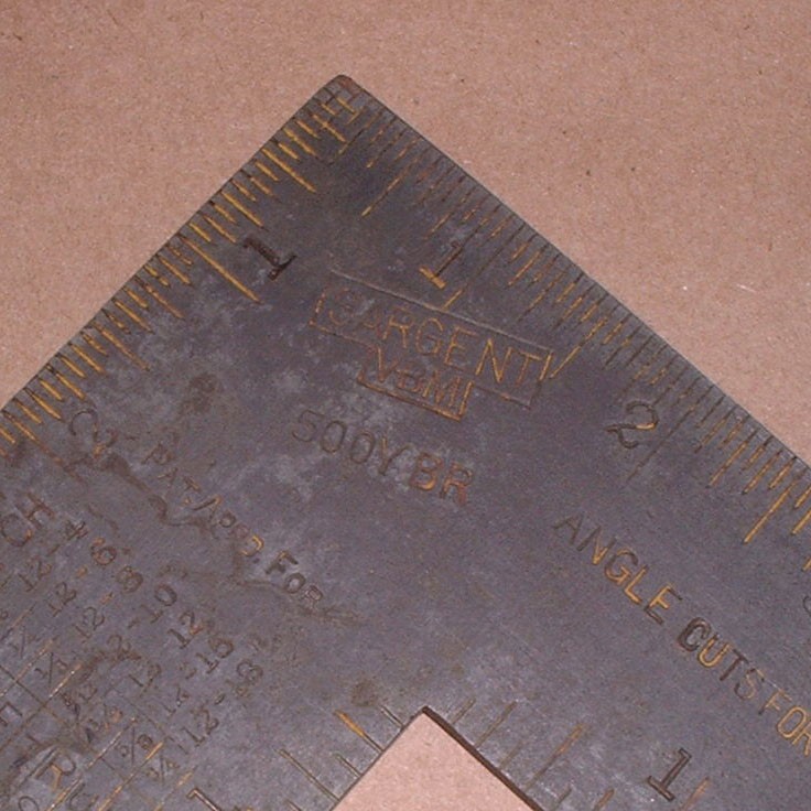 Vintage Sargent VBM 500V BR Framing Square 24 x 16 with Blued Raised Figures USA