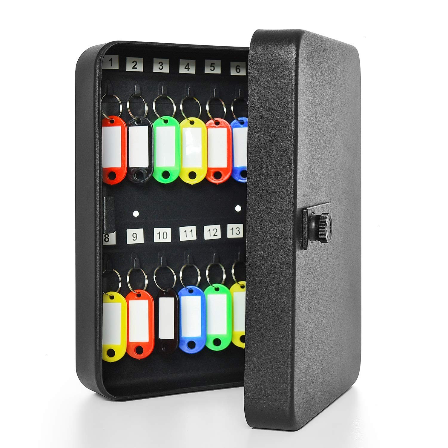 Gonioa 28 Key Cabinet Wall Mount, Steel Box Mount 28 Keys, Black
