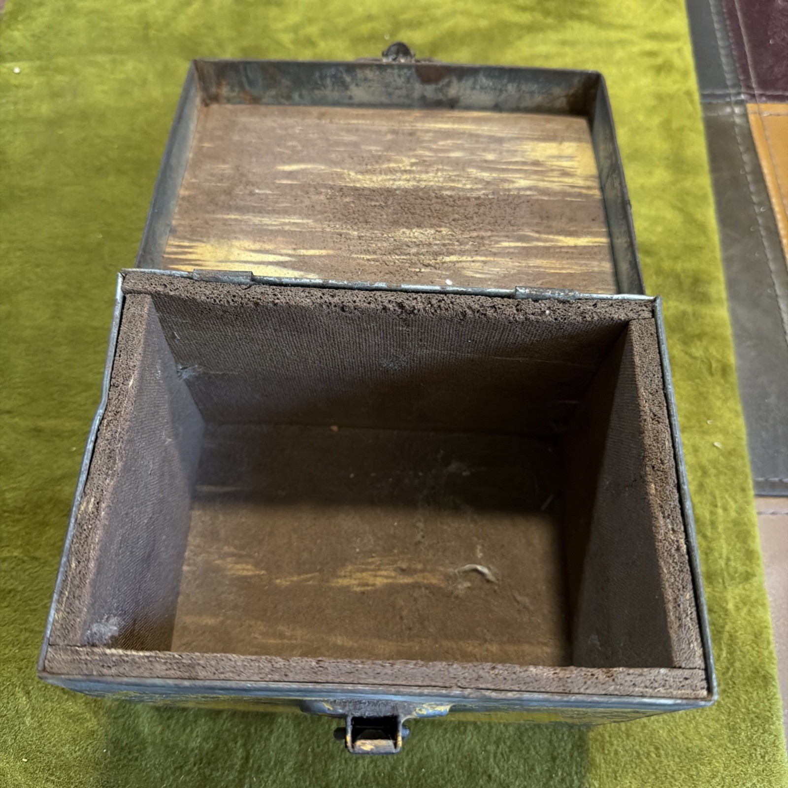 Vintage Metal Box with a Latch and a Police Decal