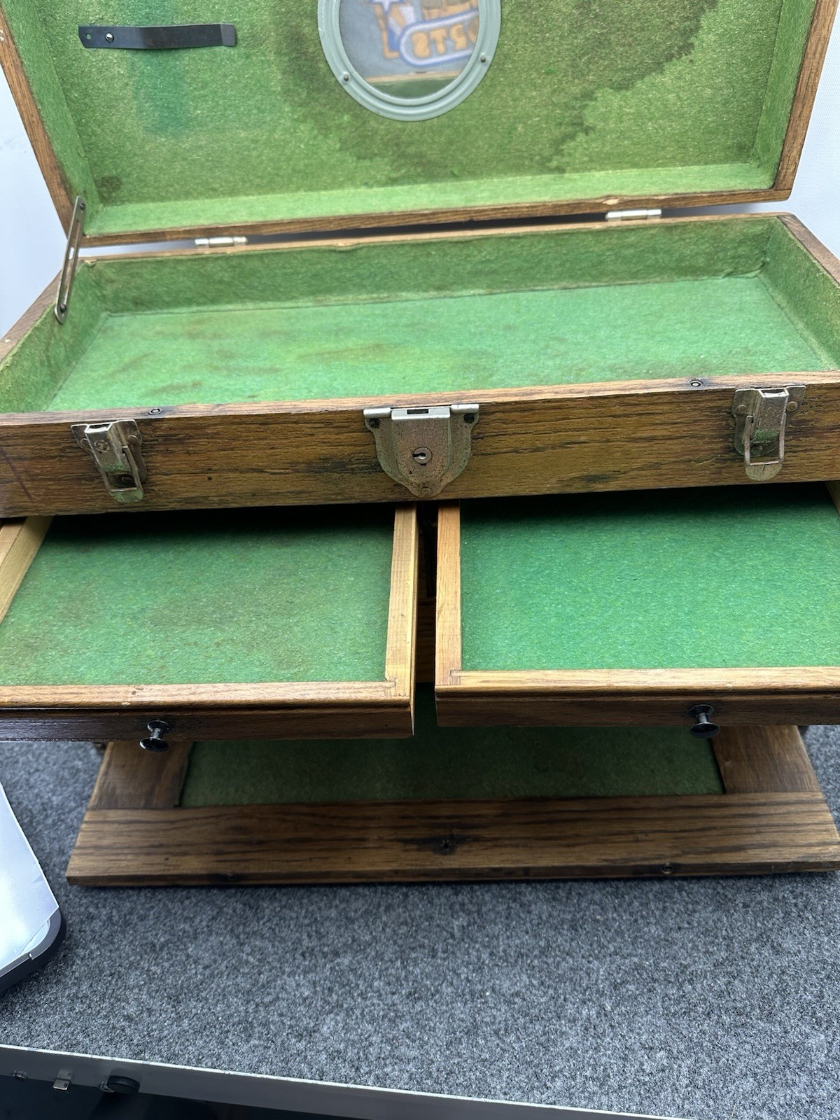 STAR NATIONAL TOOL CHEST WOOD OAK BOX MACHINIST JEWELRY ARTISAN 7 DRAWER