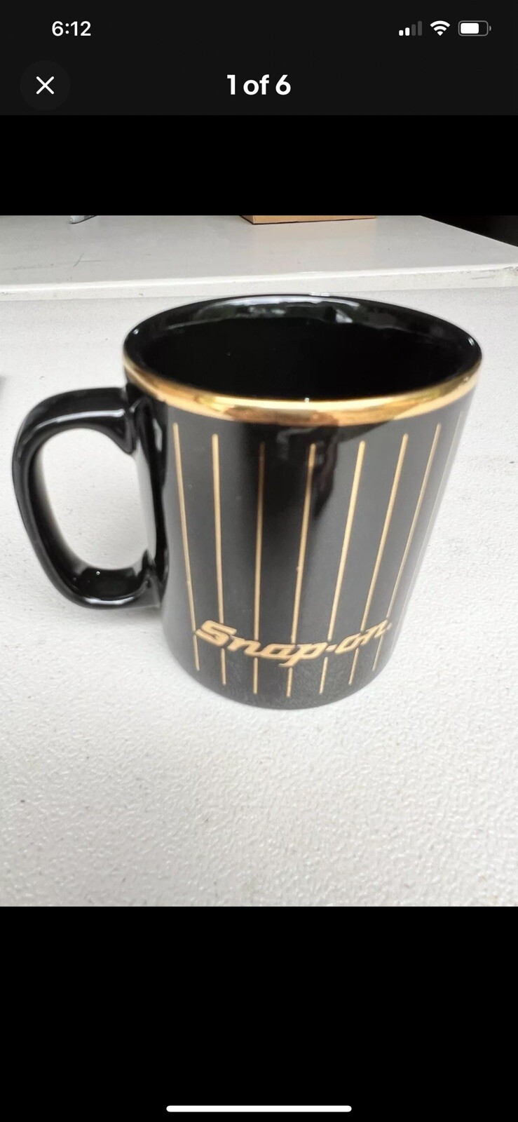 Vintage Snap On Tools Black and Gold Striped Coffee Cups – SET OF 4 Never Used