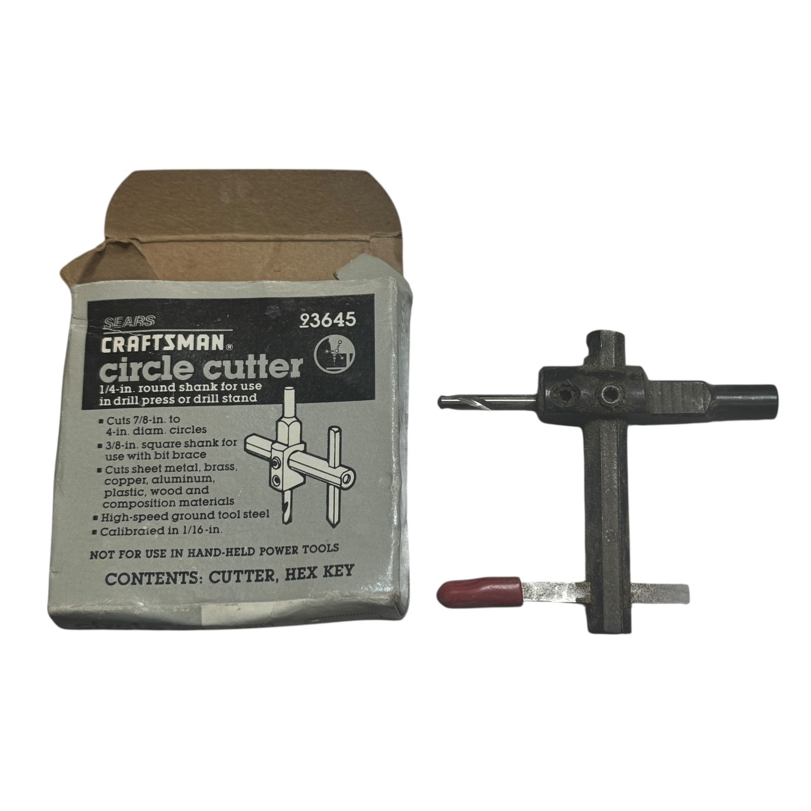 Craftsman 3645 CIRCLE CUTTER 1/4″ Round Shank Cuts- 7/8″-4″ Diam w/ Hex Key