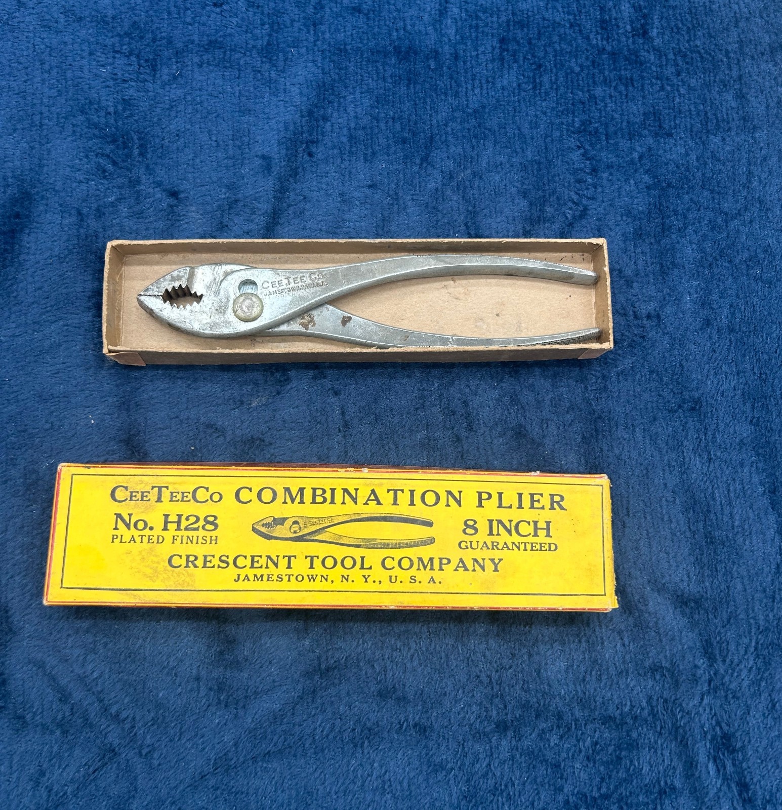 Vintage CeeTeeCo pliers 8 inch in original box gently used Jamestown N.Y. USA