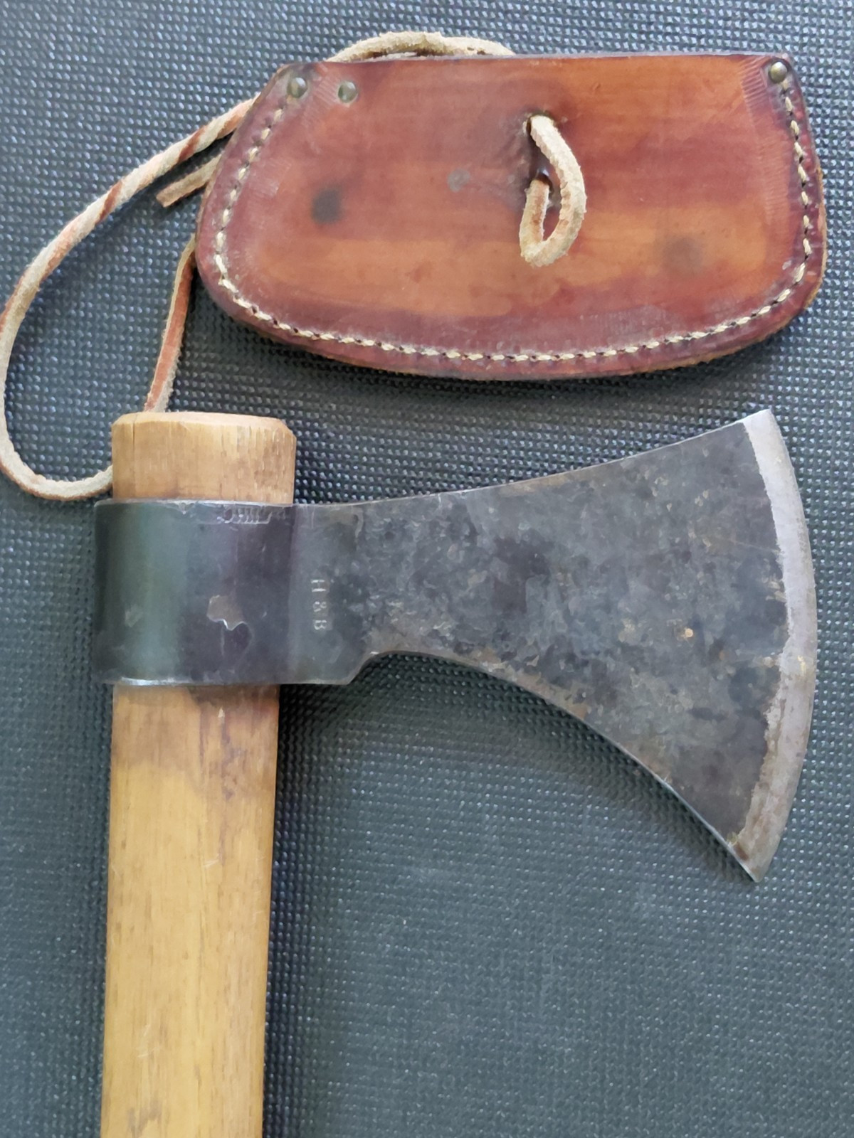 Vintage H & B Hand Forged Tomahawk Axe Hatchet Made in USA with original Sheath