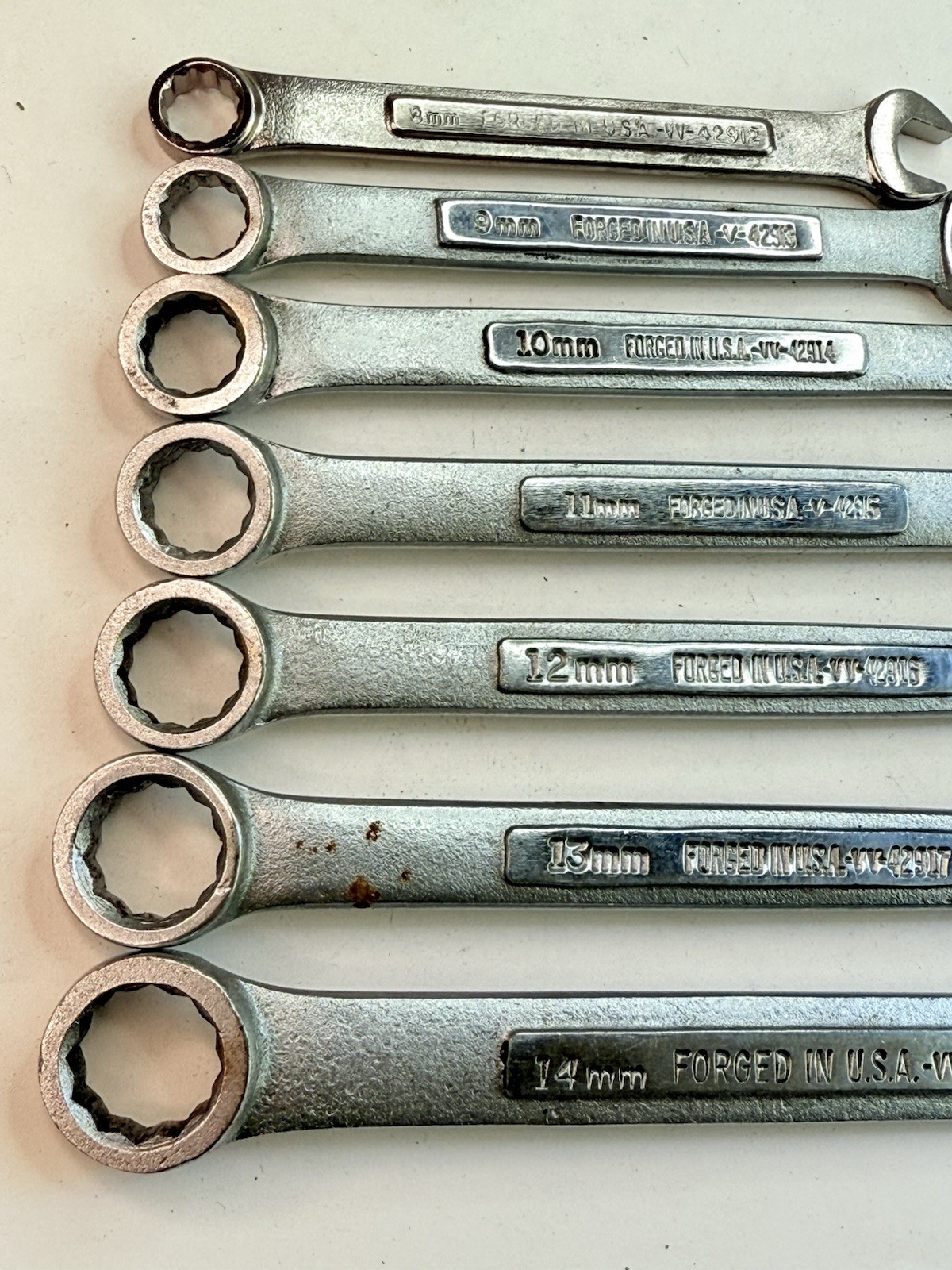 Vintage Craftsman USA 7 Piece Metric 12 point Wrench Set 8-14mm