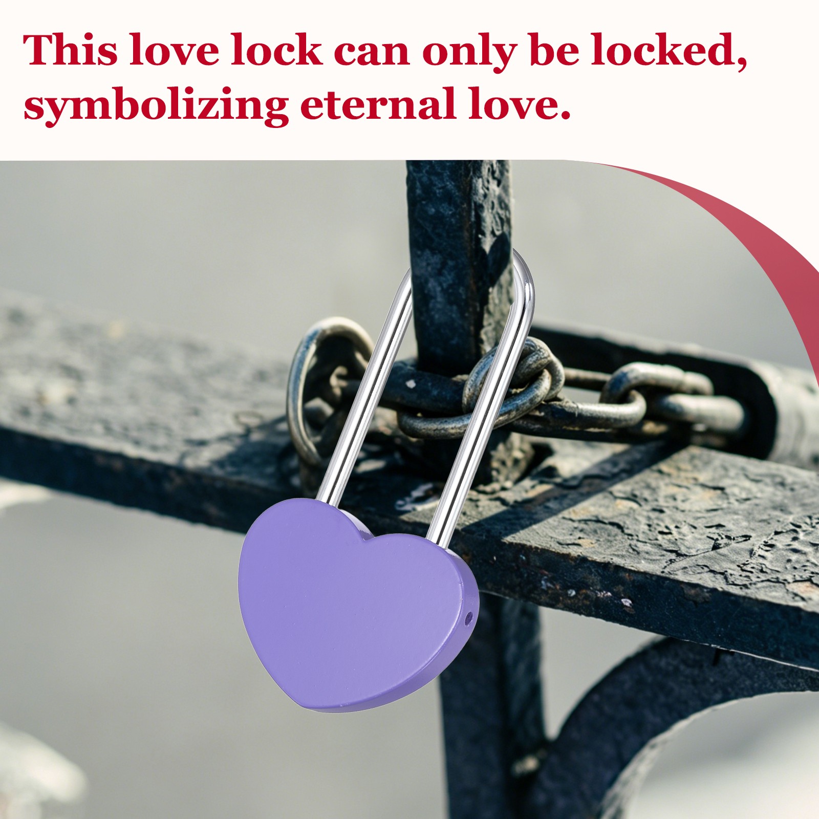 10Pcs 4″ (100mm) Love Heart Lock Alloy Steel Keyless, Purple