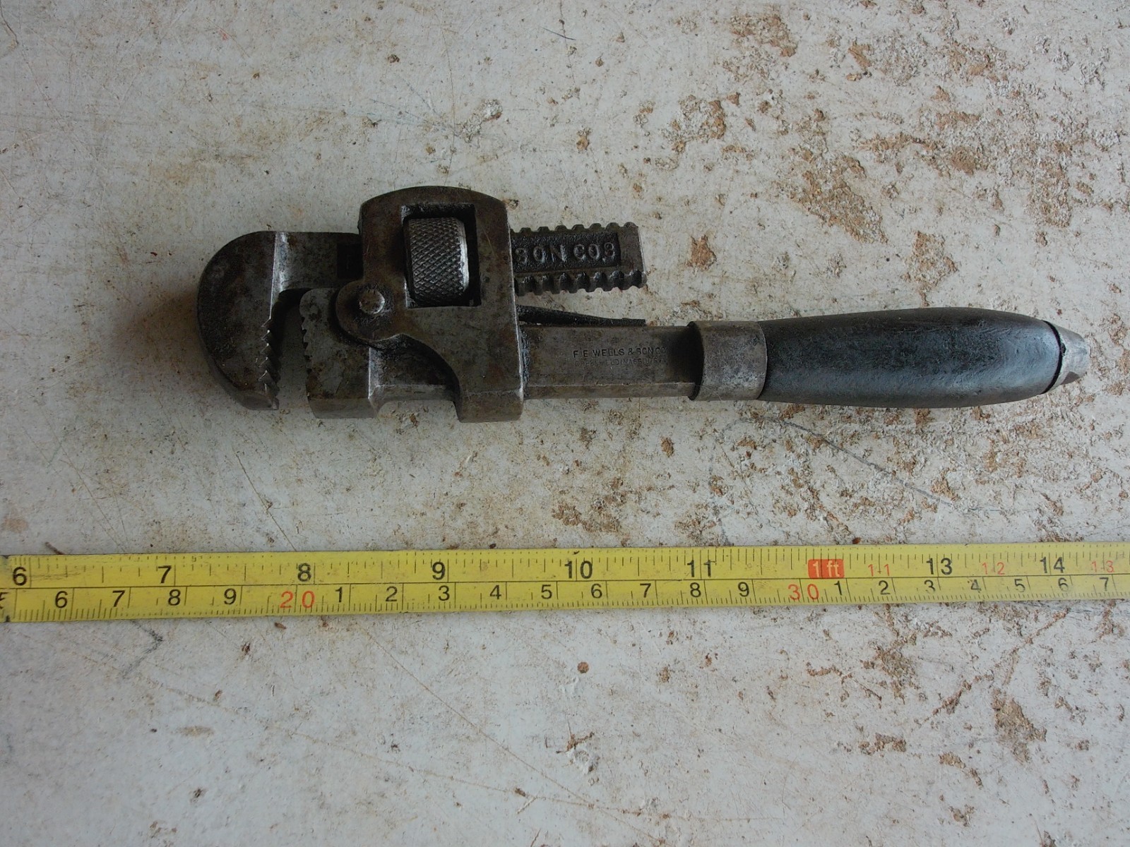 Vintage 7″ Adjustable wrench Tool Wells & Son Lot 26-22-K12