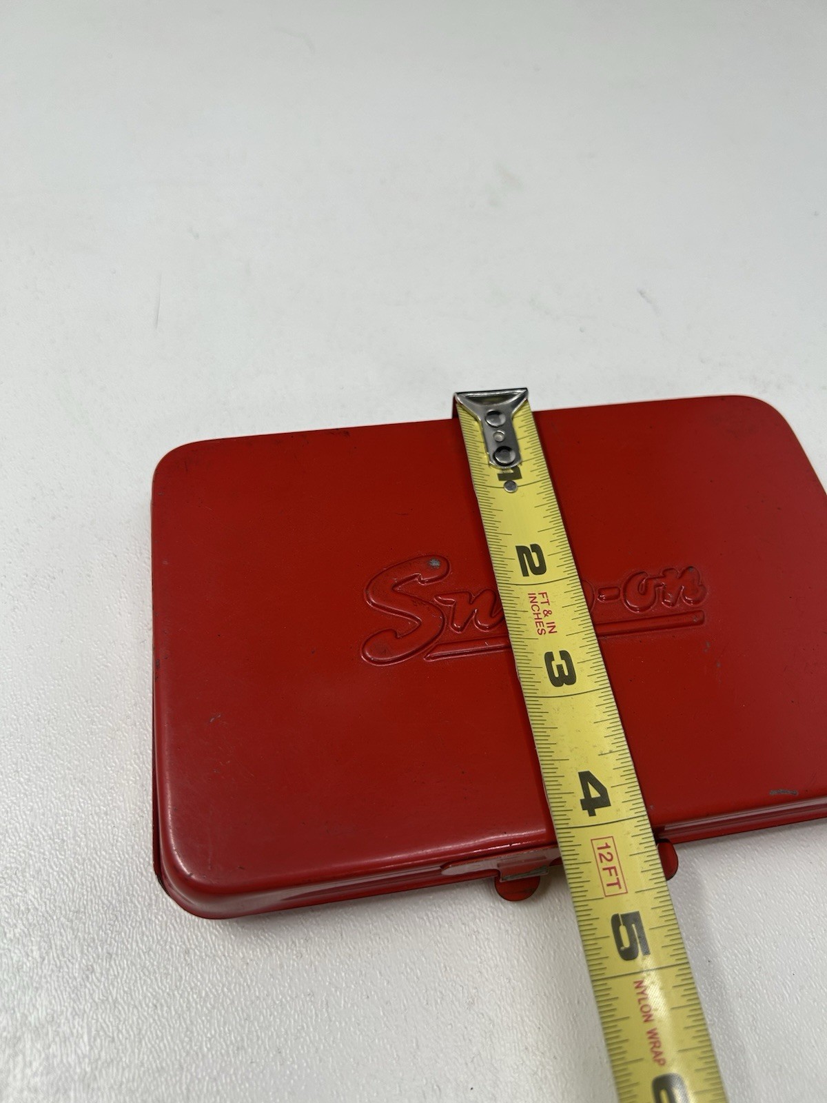 Vintage 1977 Snap-On Tools small red empty metal box KRA-255 Date code 77 USA