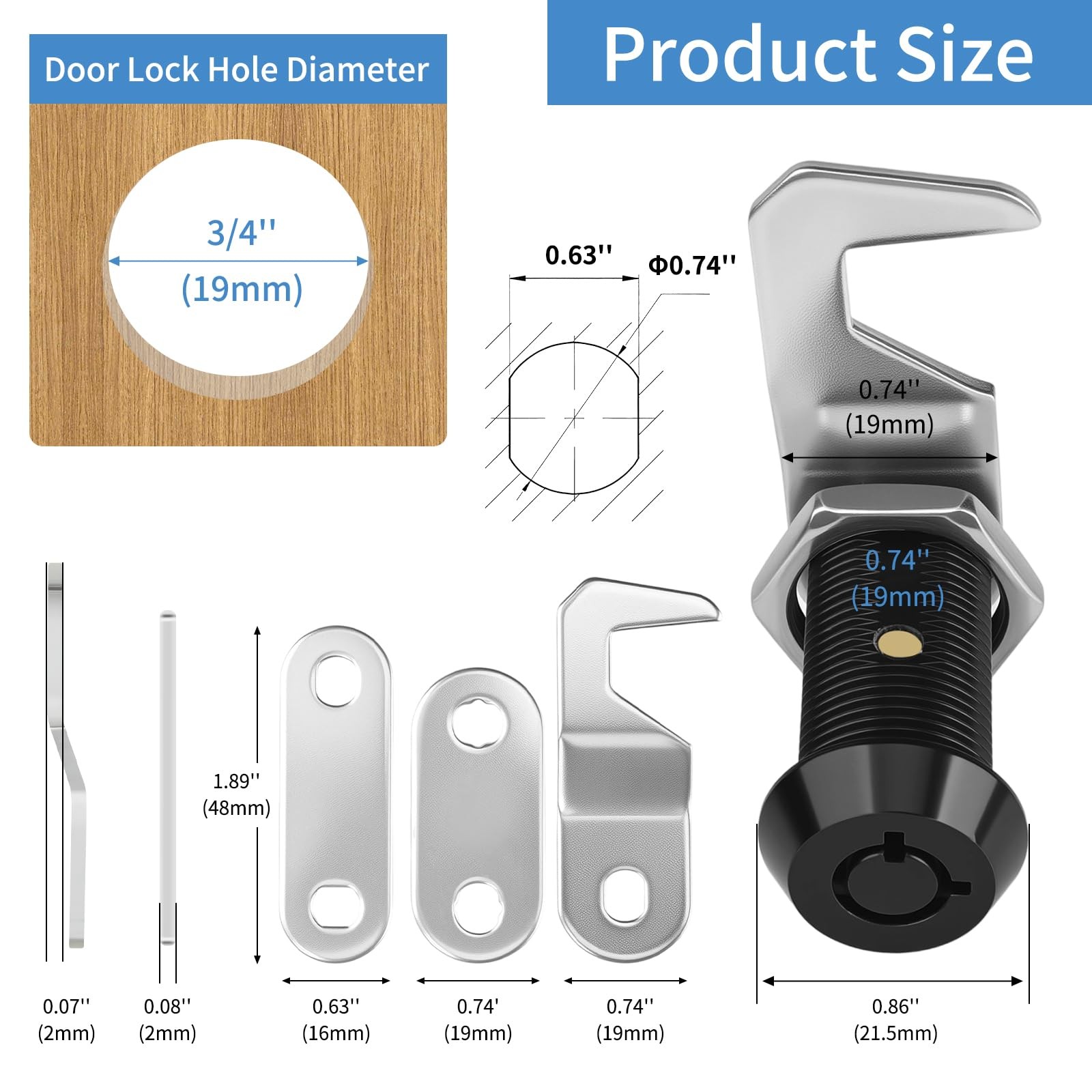 SUOLOCKI Black Toolbox Lock with Keys – Keyed Alike 1.02in, – 1 Pack