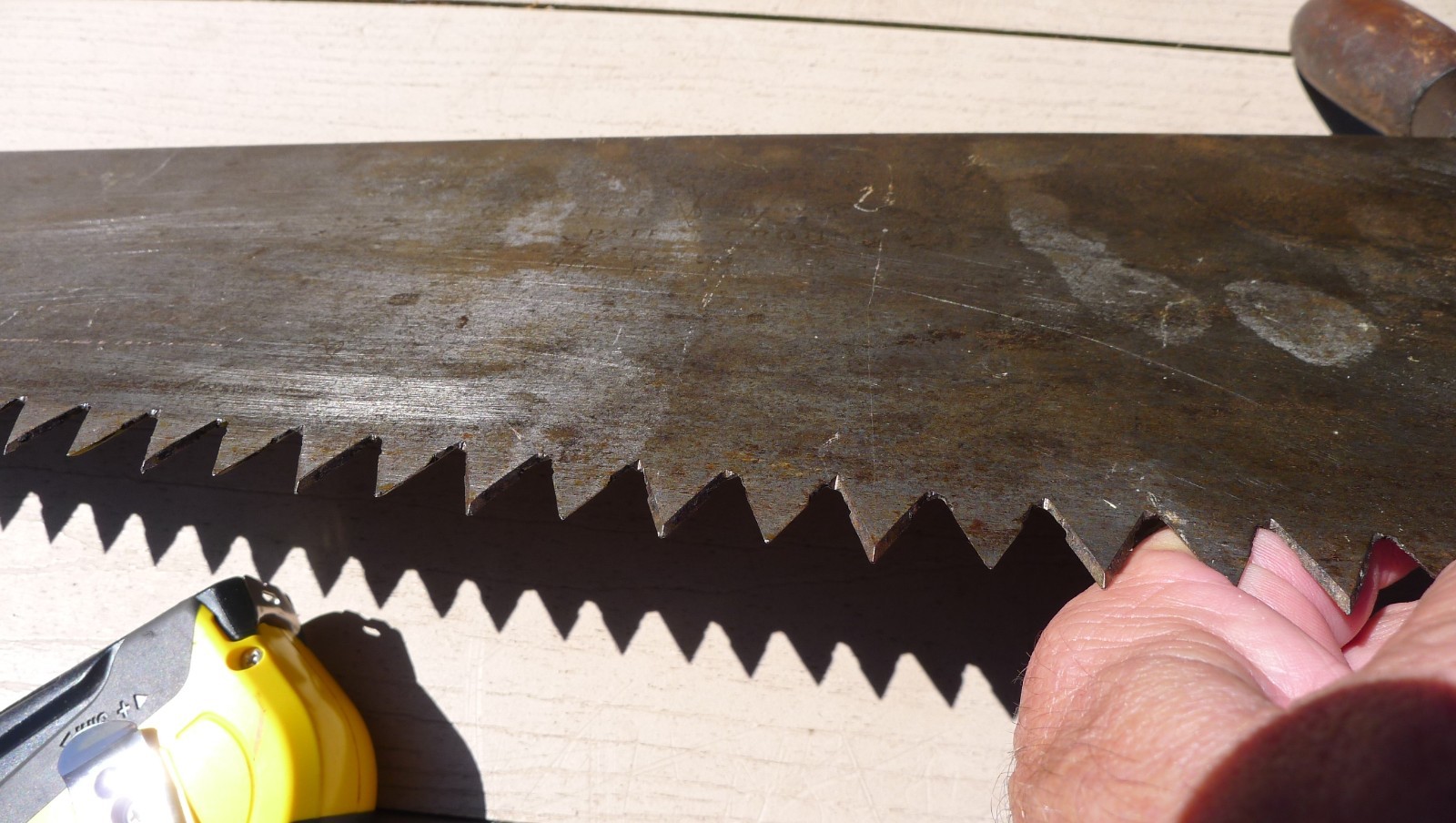 ANTIQUE H DISSTON & SONS LOGGING SAW, 36″ W PLATE, CAST STEEL