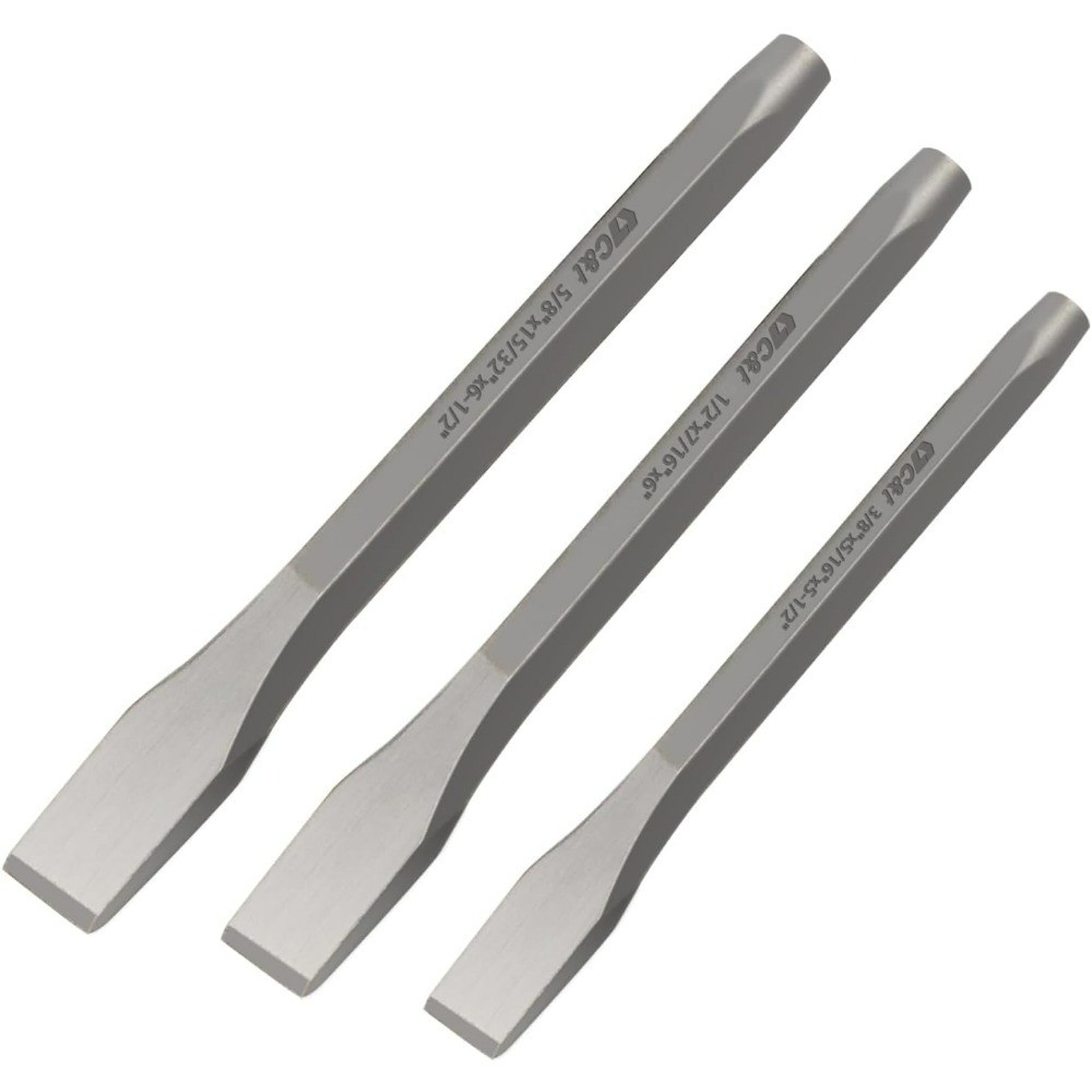 Heavy Duty Cold Chisel Set 3-Piece All Purpose for Metal Wood Masonry 3/8 1/2