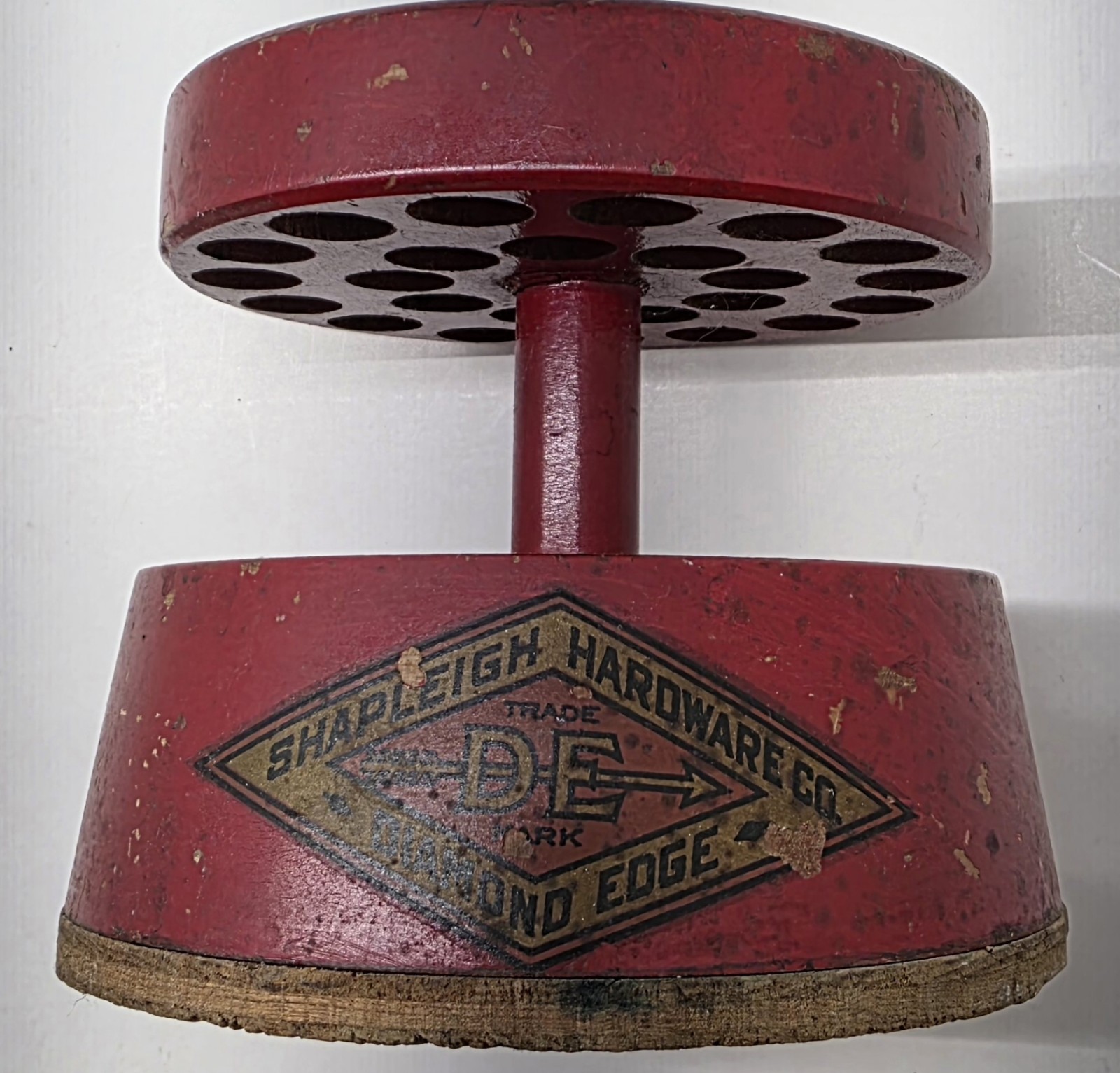 Vintage Shapleigh Hardware Diamond Edge Wooden Drill Bit Holder Display