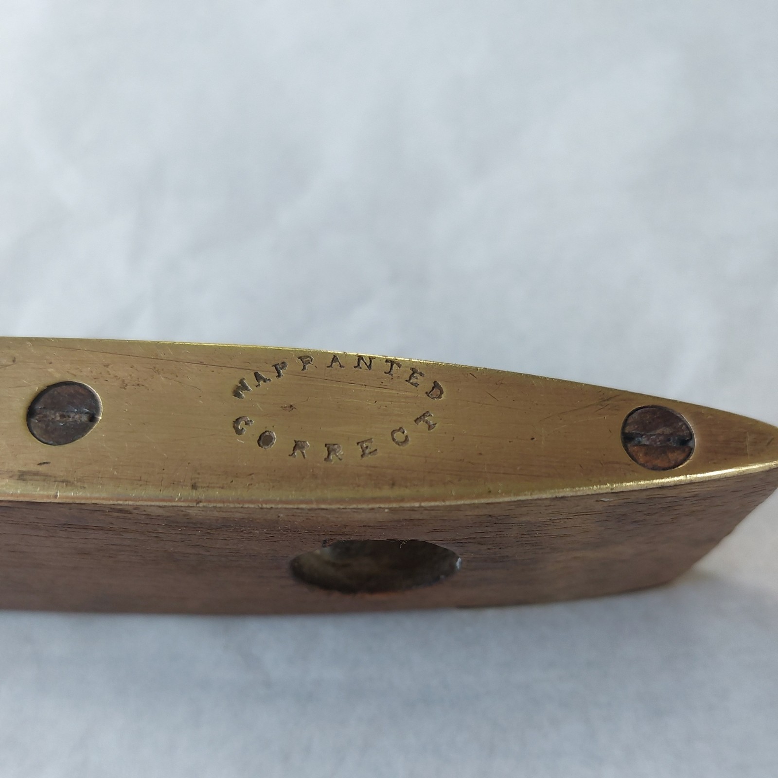 Antique Brass & Hardwood Torpedo Spirit Level 9″ “Warranted Correct” c.1890–1915