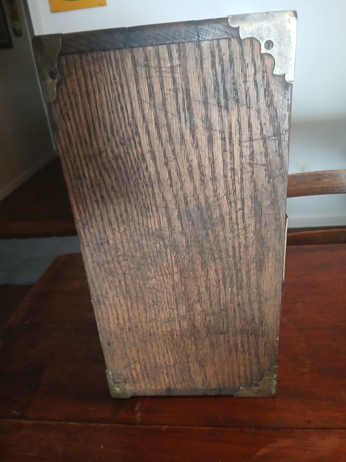 Antique 1/4 Sawn Tiger Oak Machinist Toolbox- Chest 4 Drawers – 14.5″x12.25