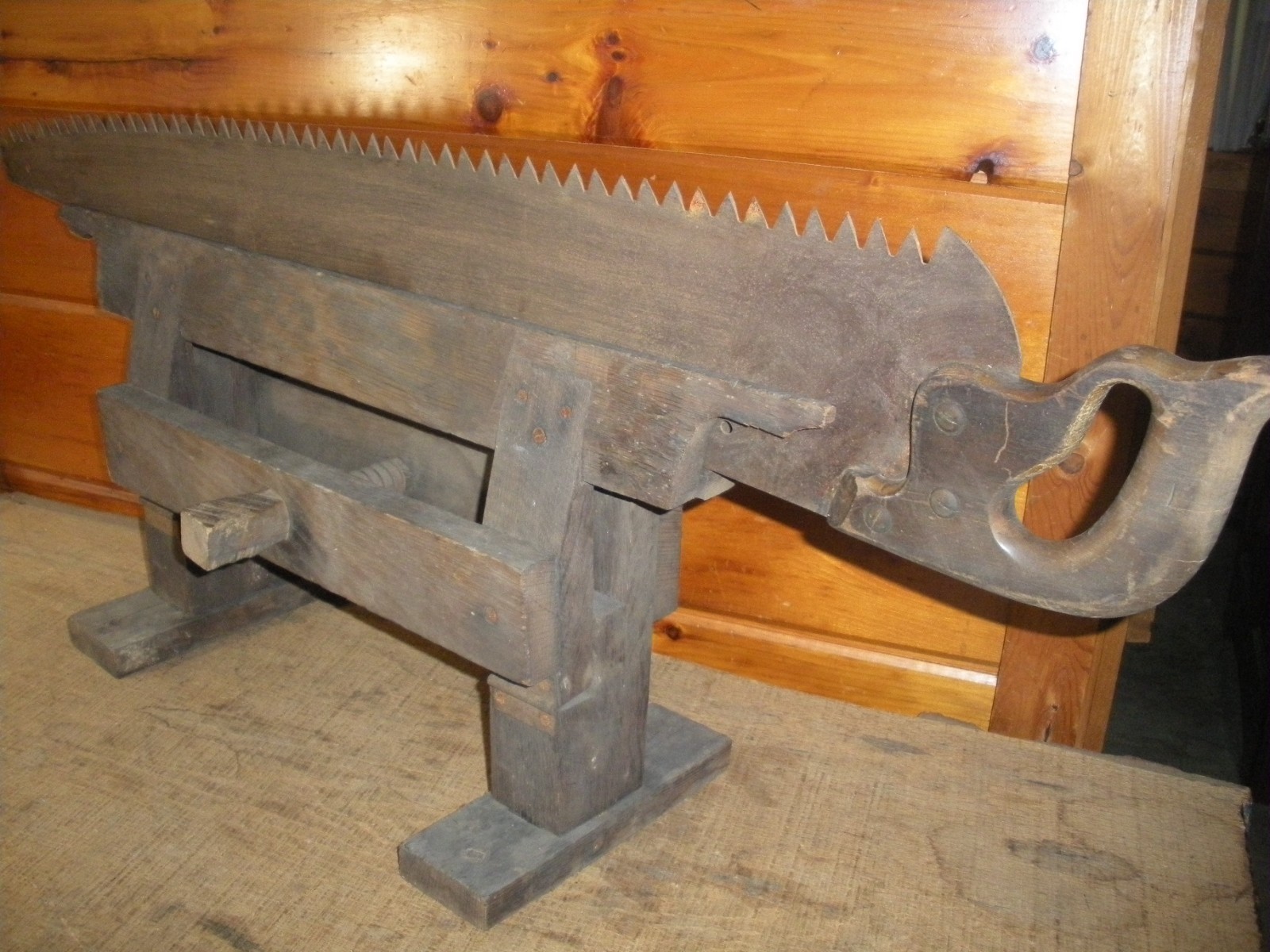 Vintage Handmade Wooden SAW VISE
