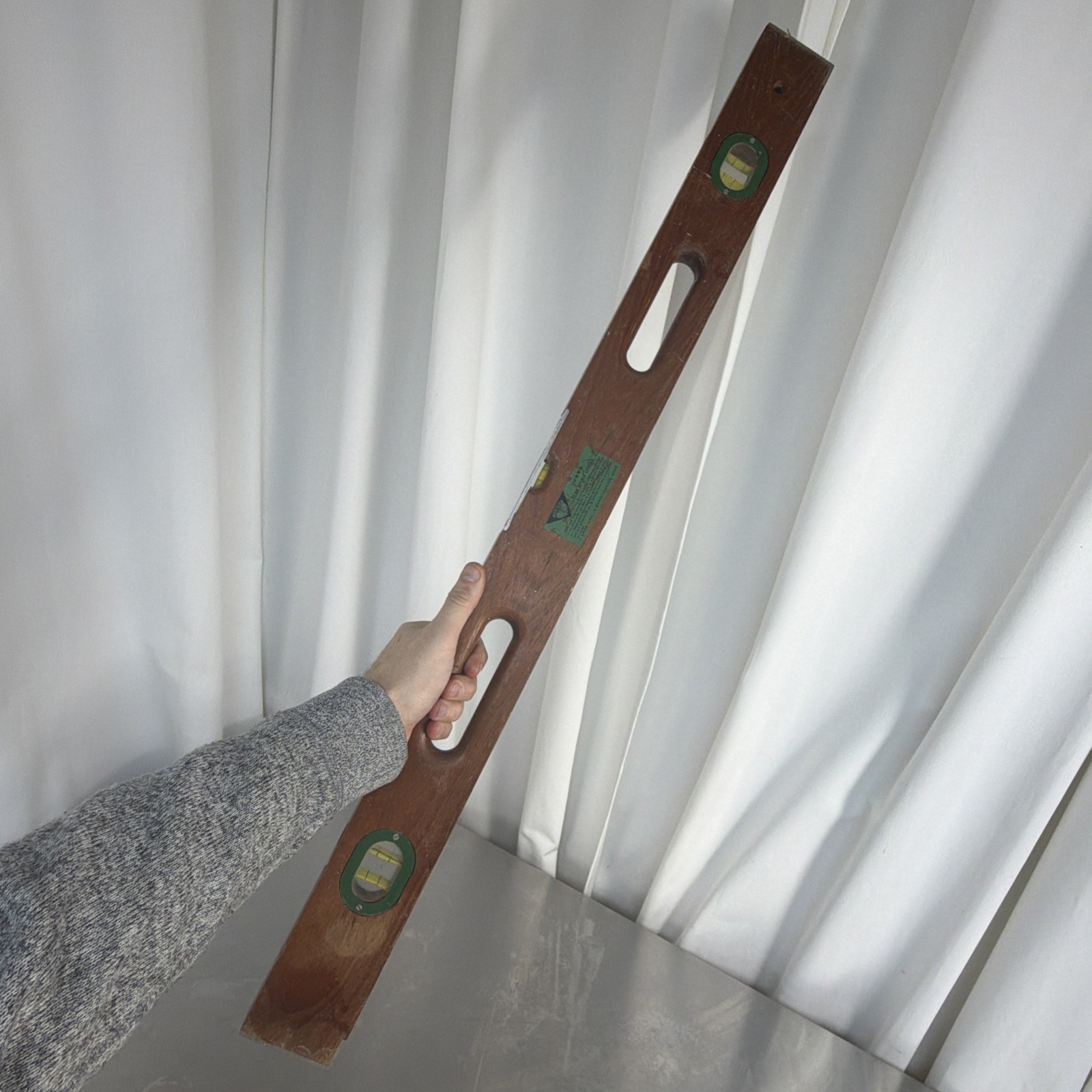 Vintage Jack Spirit Level Teak Wood Jumbo 3ft Made In Denmark Mid Century Tool