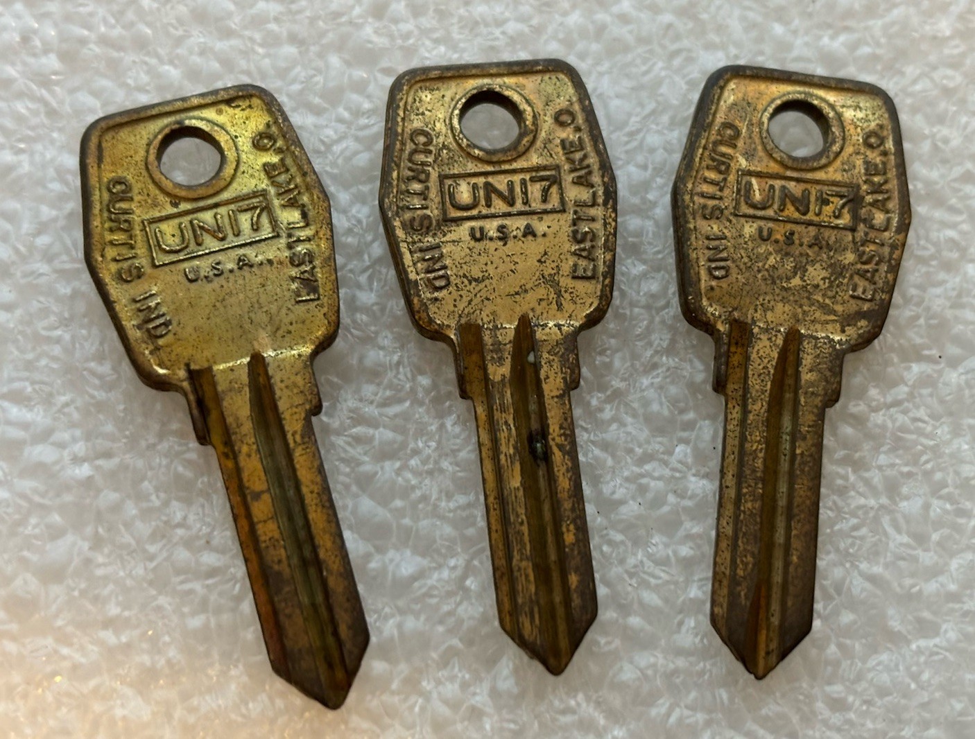 Curtis UN17 Key Blank UN-17 VINTAGE BRASS TONE KEY BLANKS Lot of 3