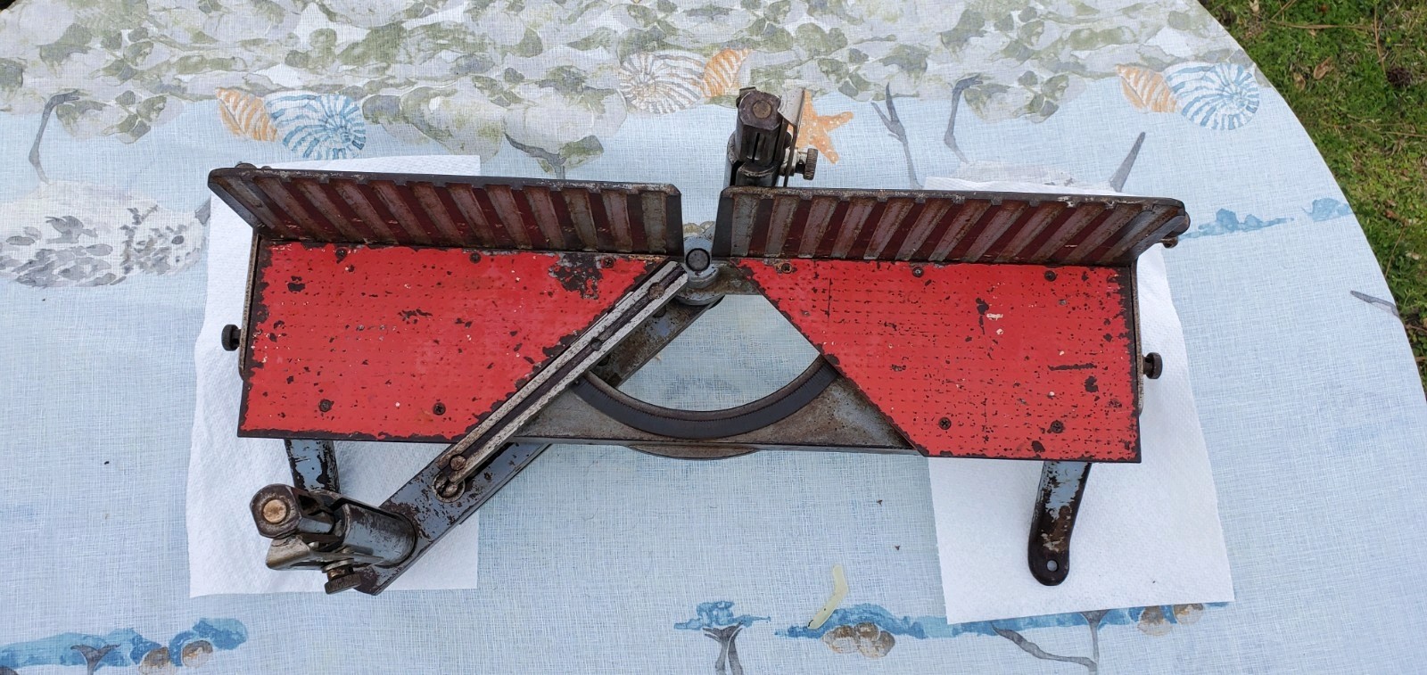 Vintage Adjustable Miter Box with Saw Rare Estate Find