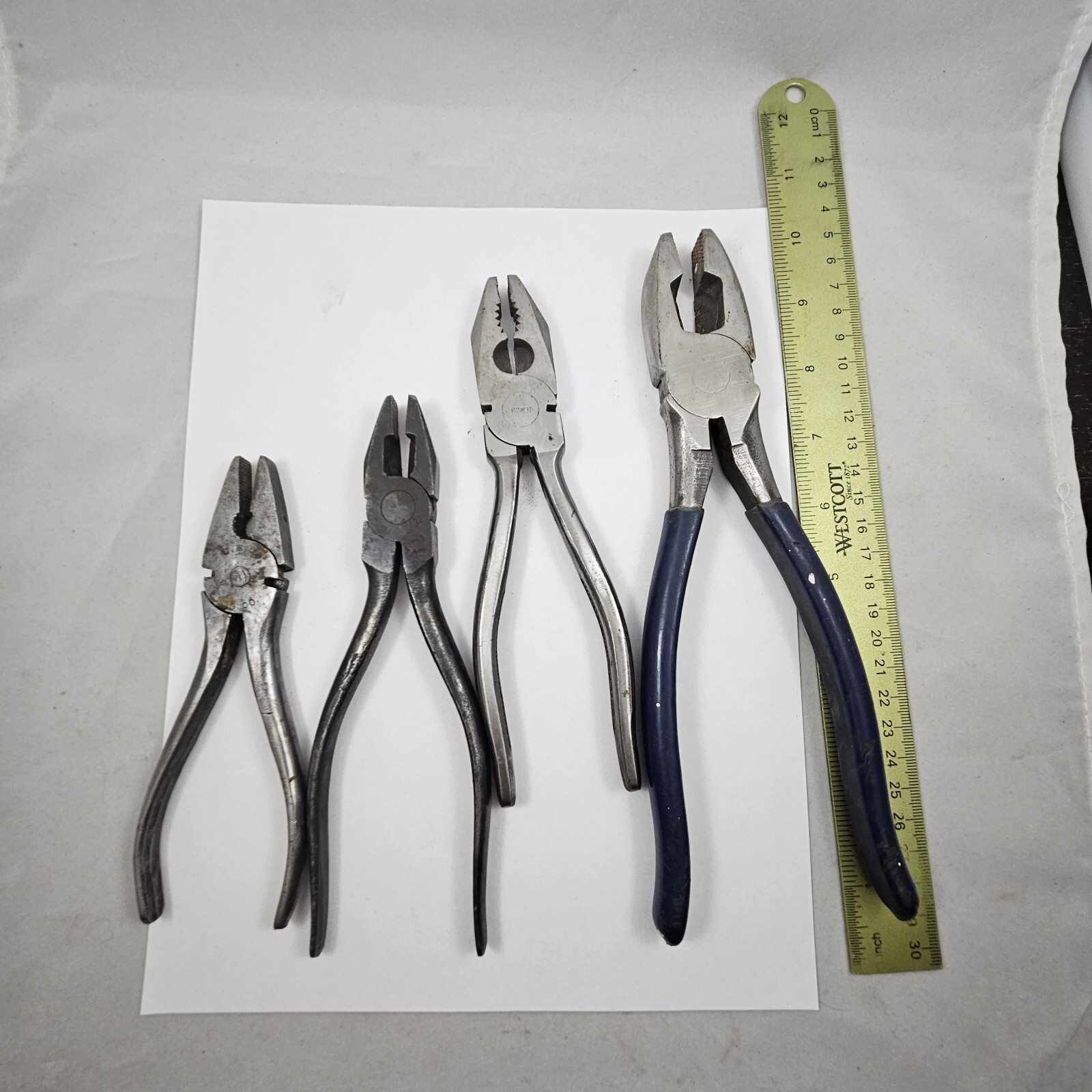 4 Vintage Linemans Pliers Side Cutter Lot Germany USA Diagonal Forged