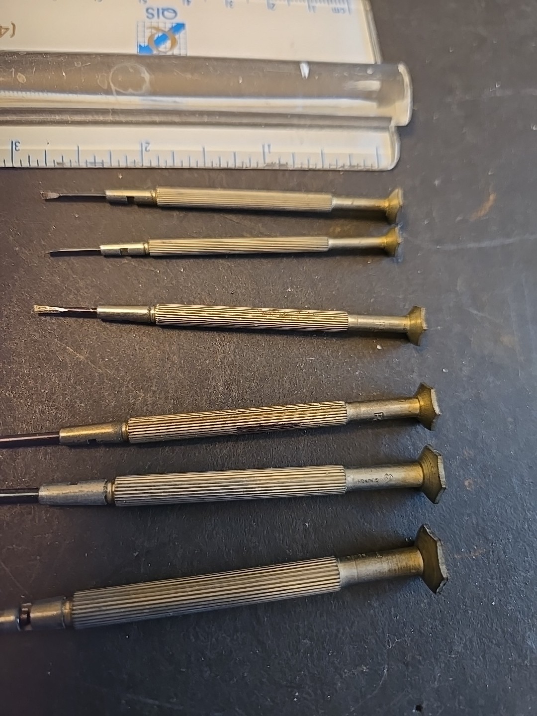 Vintage 6 Piece Jewelers/ Mini Micro Flat Blade Screwdriver Set, Case