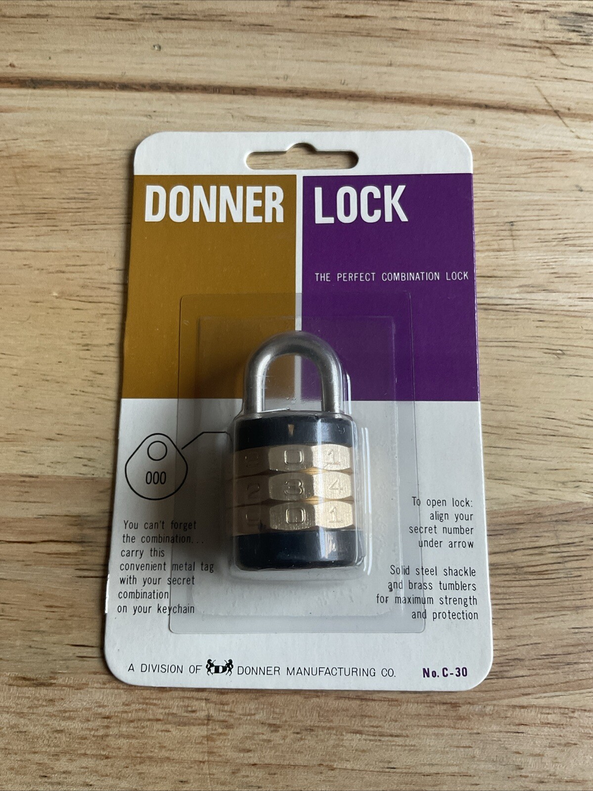 Vintage New Donner Combination Lock # C-30 NOS
