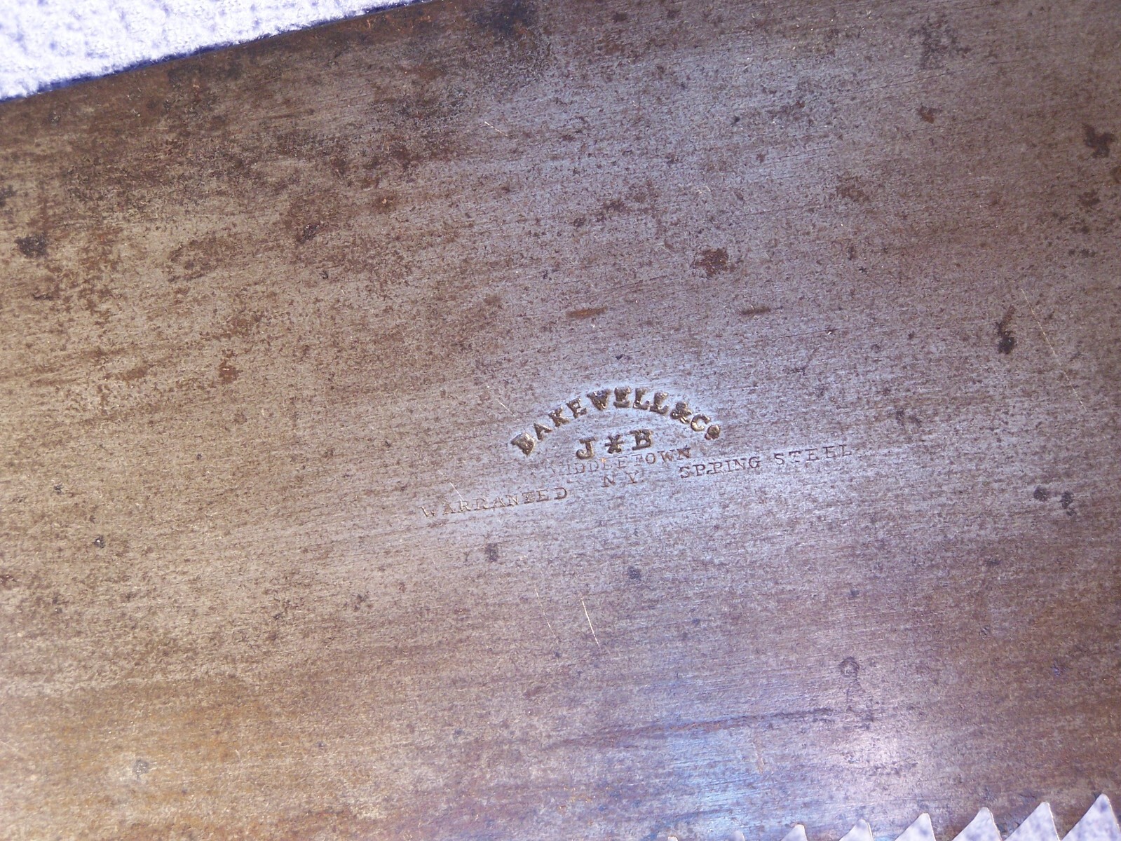 WM&B BAKEWELL & Co early J*B mark 28 in handsaw hand saw split nuts die stamp