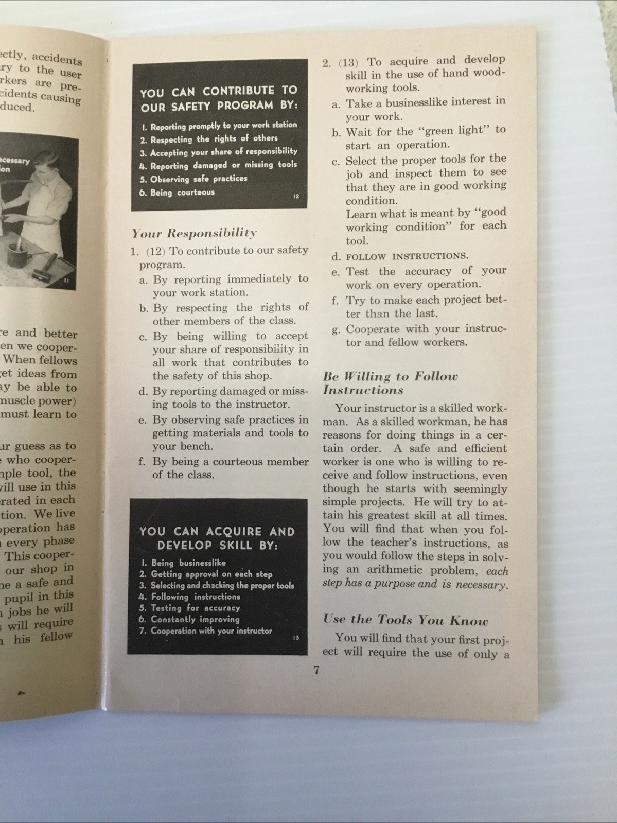 1950 SAFETY IN THE WOODSHOP Student’s Manual CARNEGIE-ILLINOIS Steel Vintage