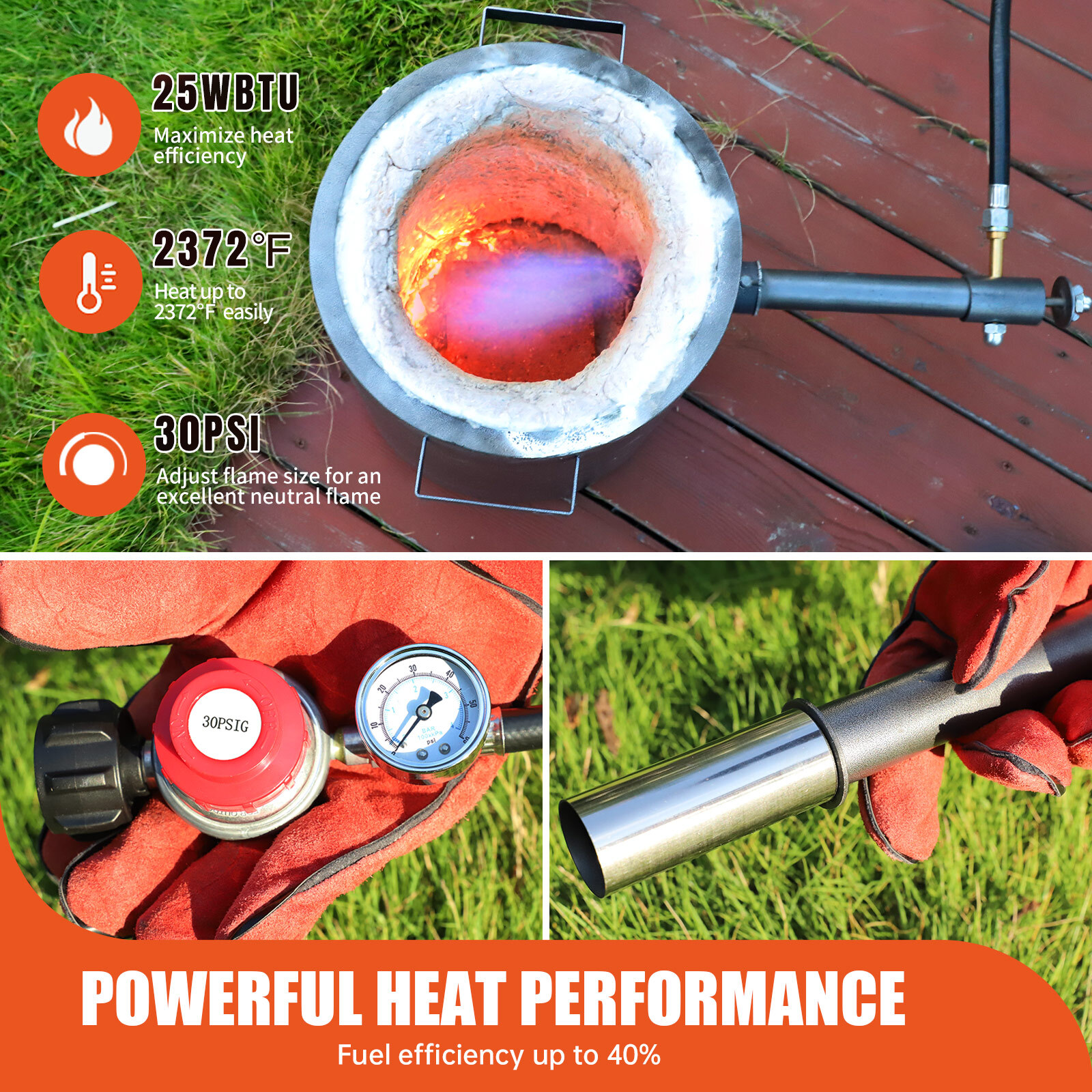 TOAUTO Melting Furnace 12KG Propane Forge Copper Brass Aluminum Casting DIY Tool