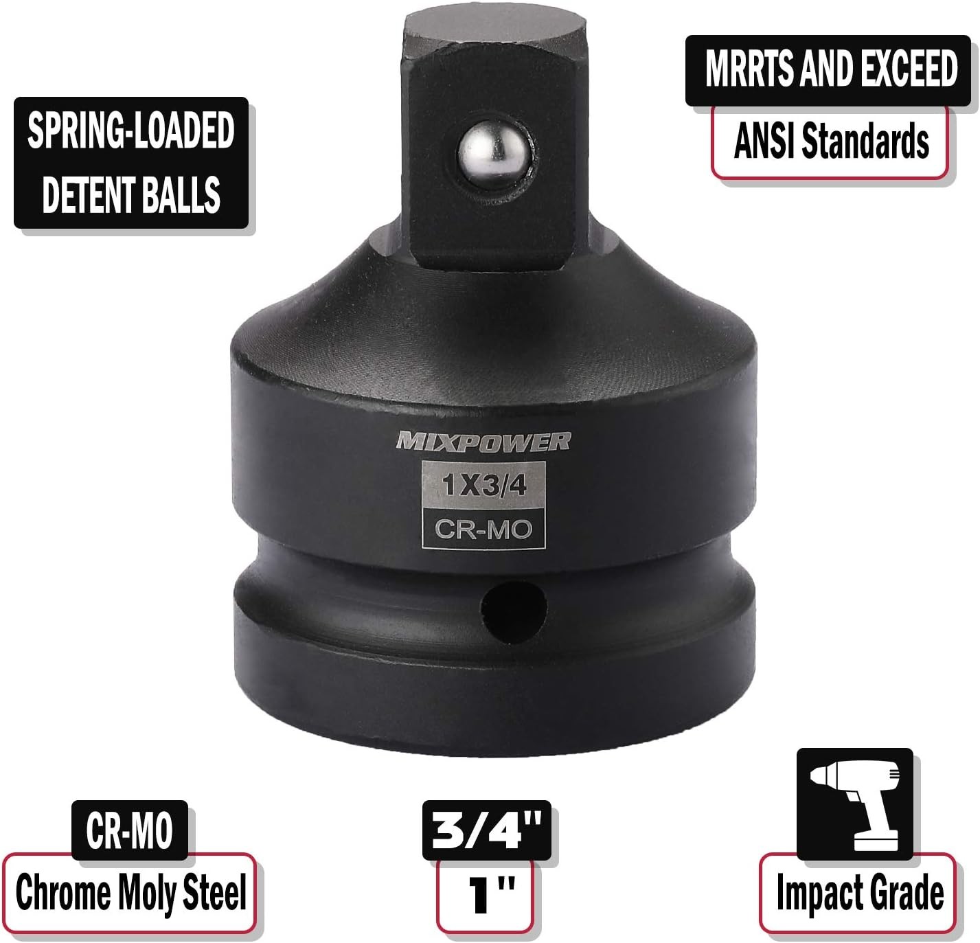 MIXPOWER 1 Inch Drive F to 3/4 Inch M Impact Socket Adapter