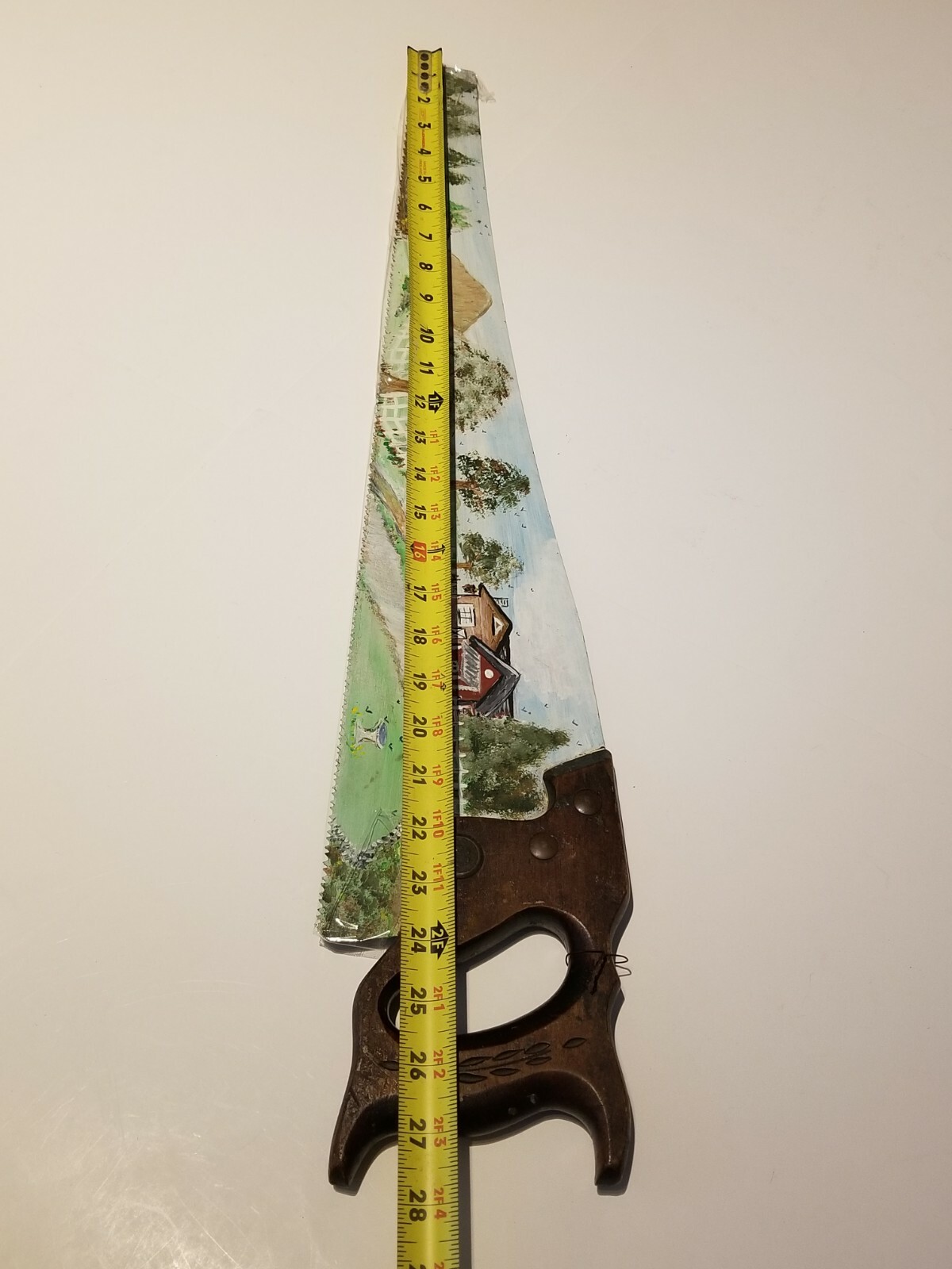 Antique Warrented Superior 27″ Handsaw Inlaid Handle Hand Painted OOAK Rare!