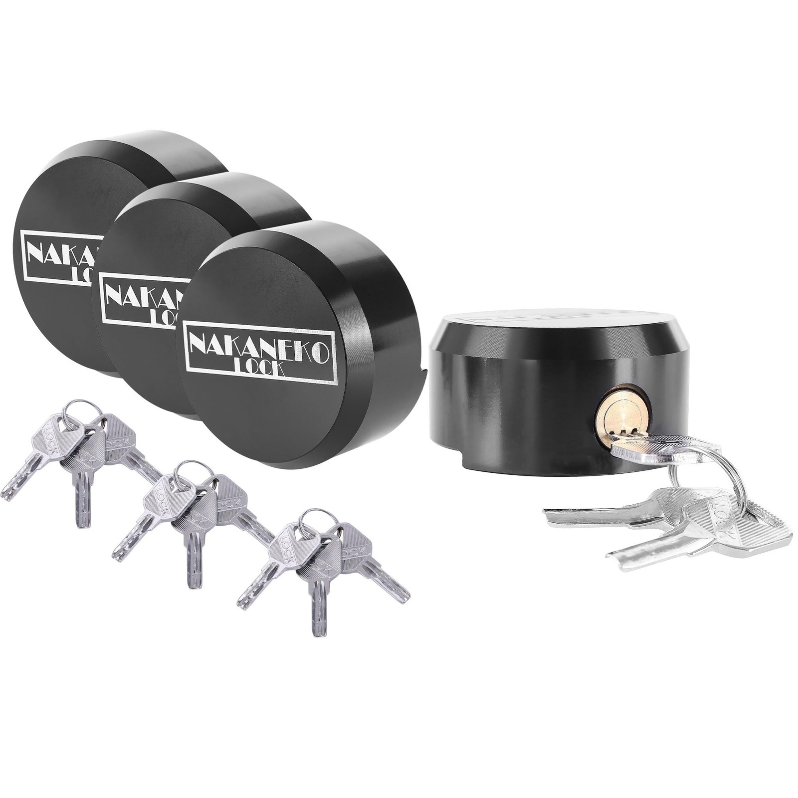 NAKANEKO 4 Pack Puck Lock Padlock Without Keyed Alike Hidden Shackle Heavy Du…