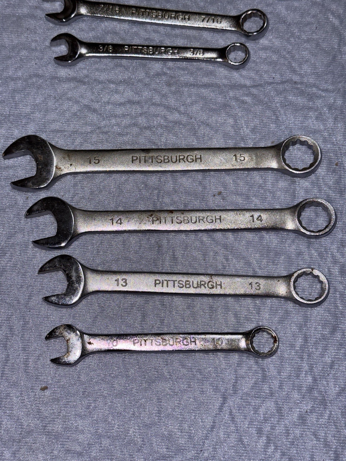 8 Pittsburgh Drop Forge Open /Box End With 12 Points. 4 Are SAE & 4 Are MM. READ