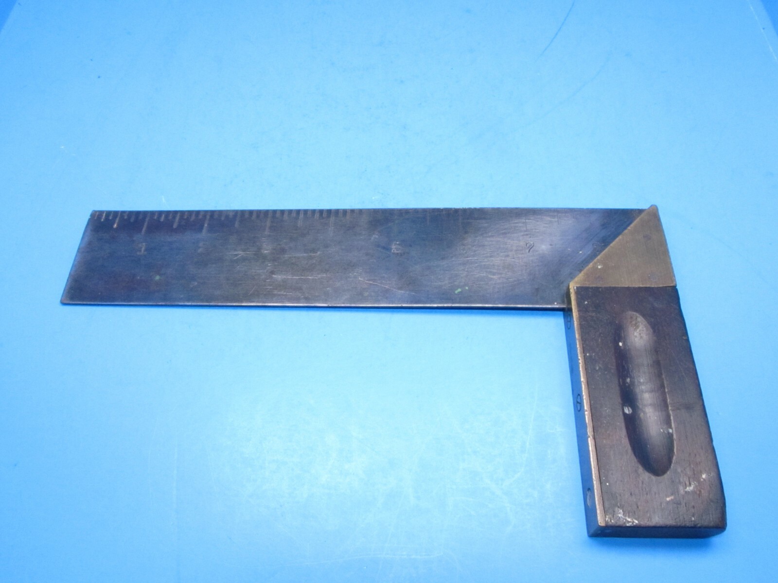 uncommon Stanley Victor 9″ try & miter square circa 1937 w/ lots of brass trim